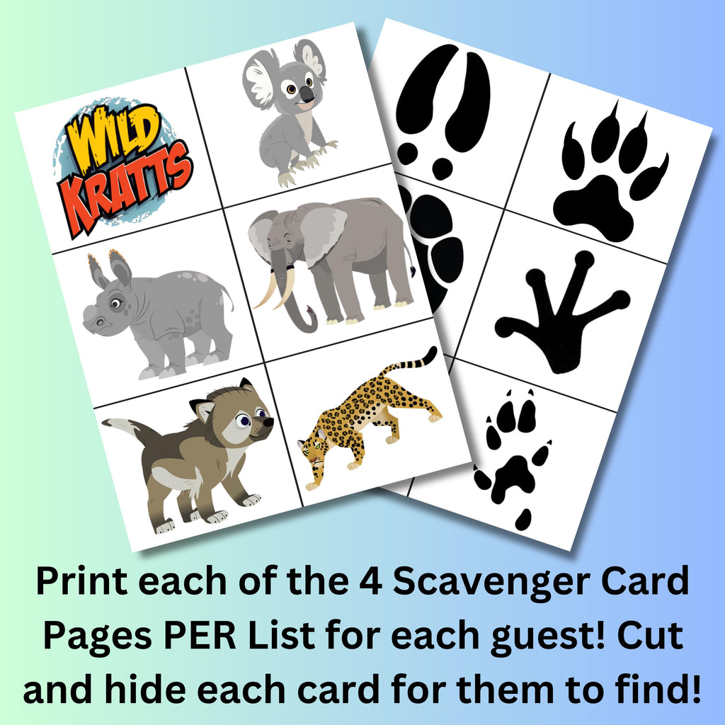 Wild Kratts Scavenger Hunt Game, Wild Kratts Birthday Party, Wild Kratts Creature Power Disks, Animal Scavenger Hunt, Animal Adventure Party