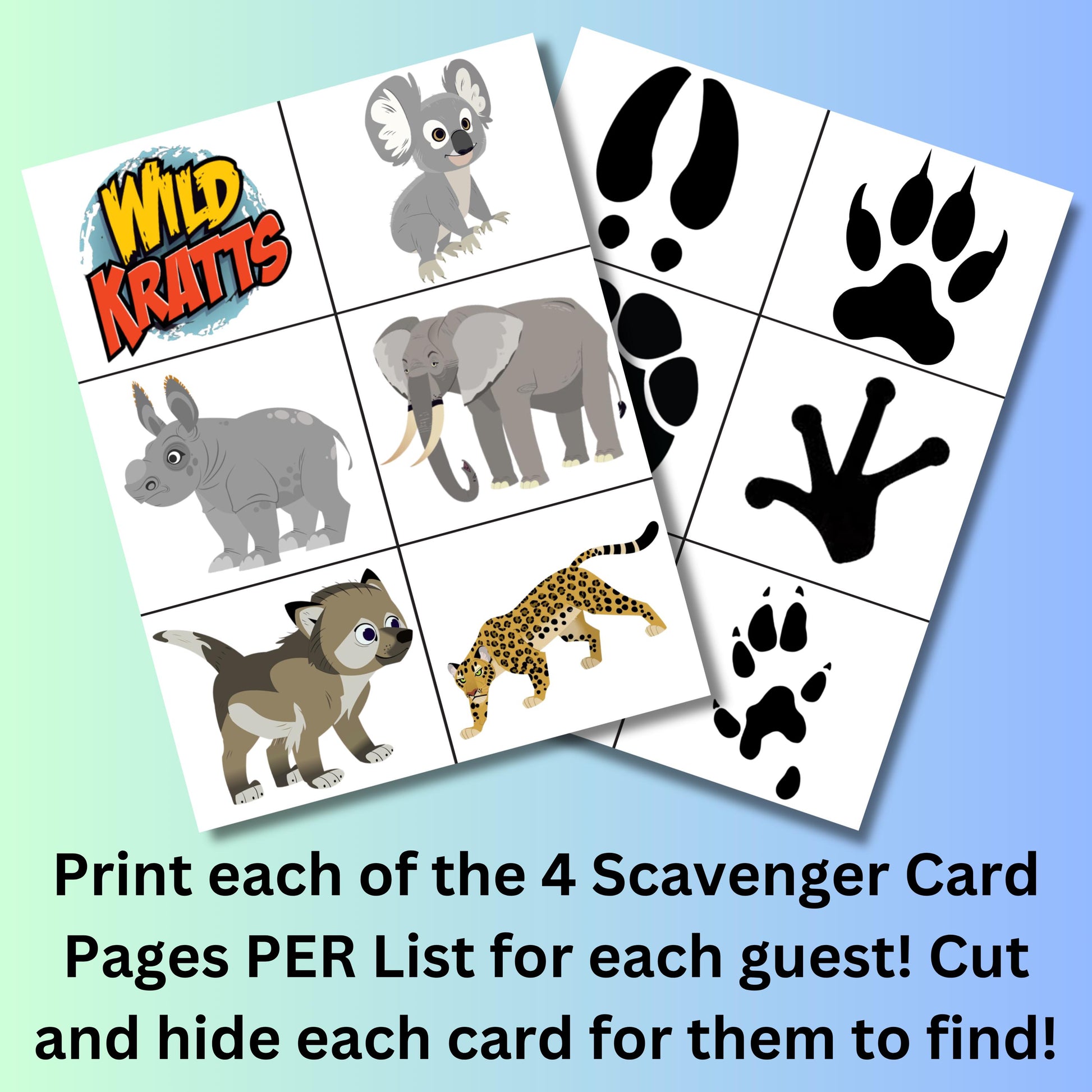 Wild Kratts Scavenger Hunt Game, Wild Kratts Birthday Party, Wild Kratts Creature Power Disks, Animal Scavenger Hunt, Animal Adventure Party
