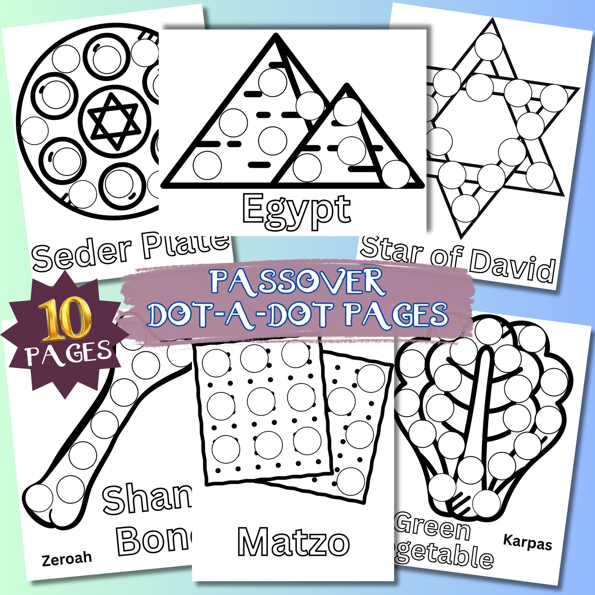 Passover Do A Dot Activity Pages, Passover Themed Coloring Pages, Kids Passover Activity, Pesach Coloring PDF, Passover Printables, Jewish