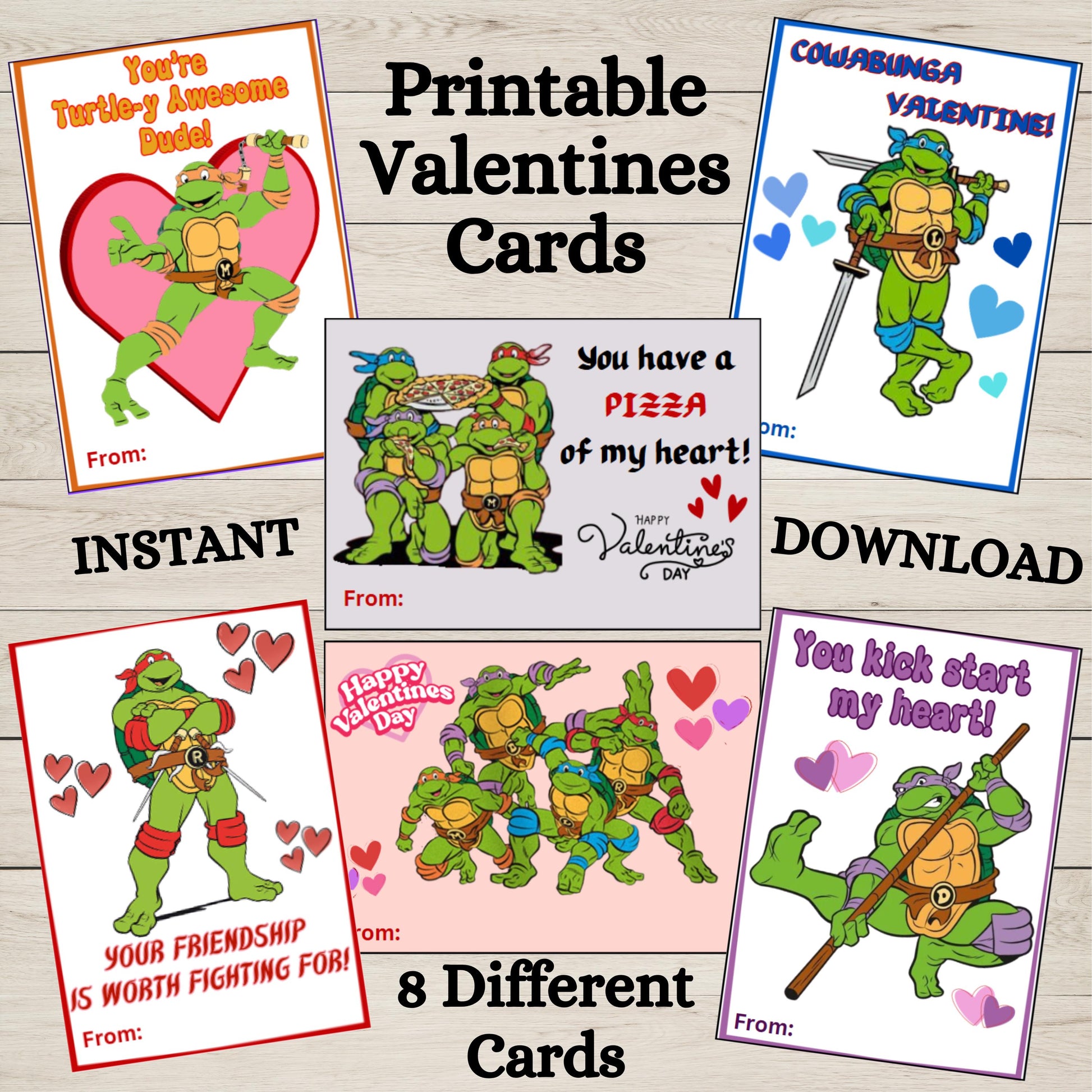 Printable Ninja Turtle Valentine Cards, Teenage Ninja Turtle Valentines Day Classroom Cards