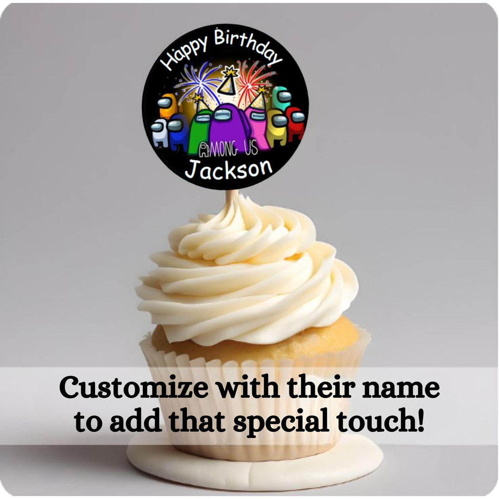 Personalized Among Us Character Cupcake Toppers, Custom Among Us Birthday Cupcake Toppers, Among Imposter Party Decor