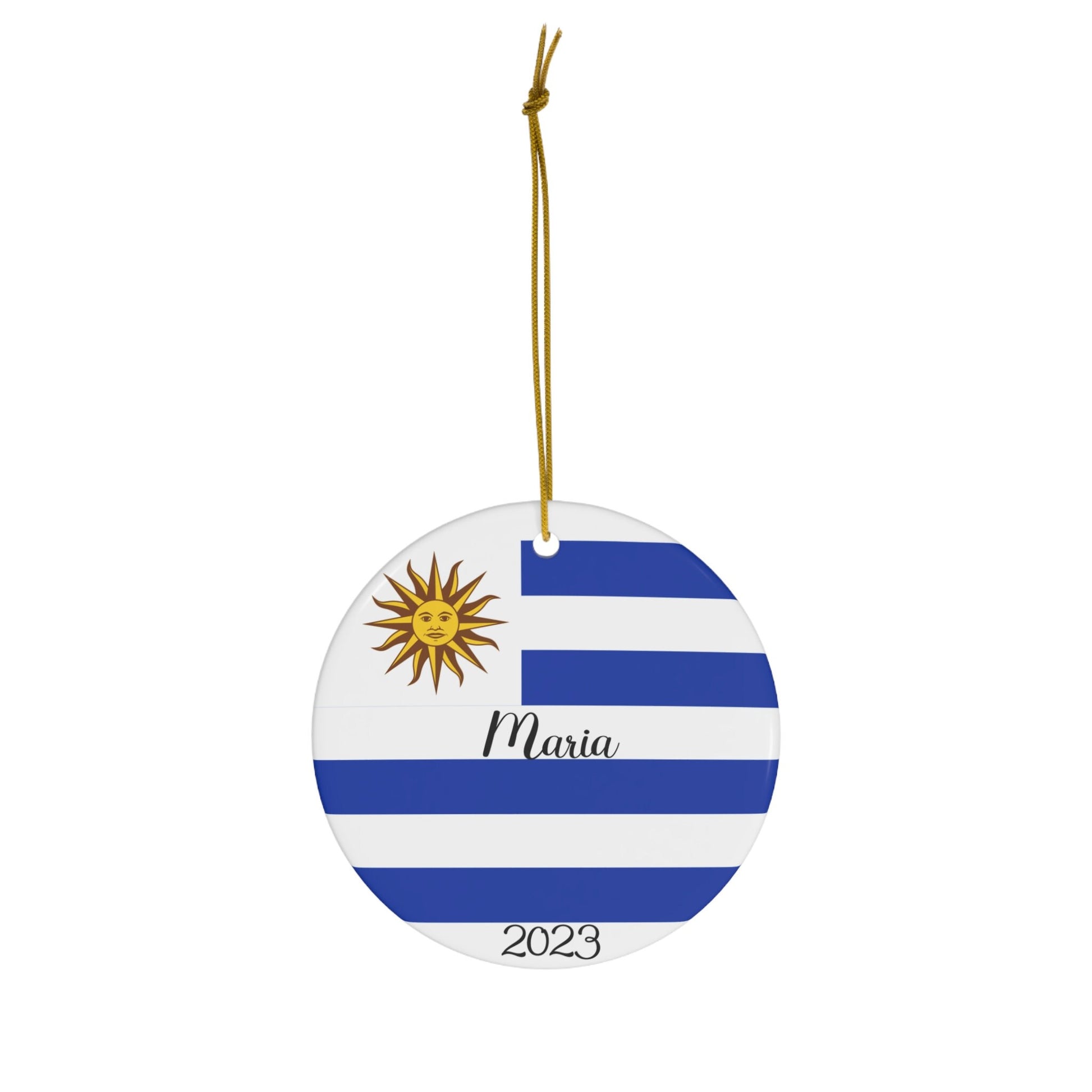 Personalized Uruguay Ceramic Christmas Ornament Uruguayan Flag Porcelain Gift Holiday Decoration South America World Heritage Travel Latina