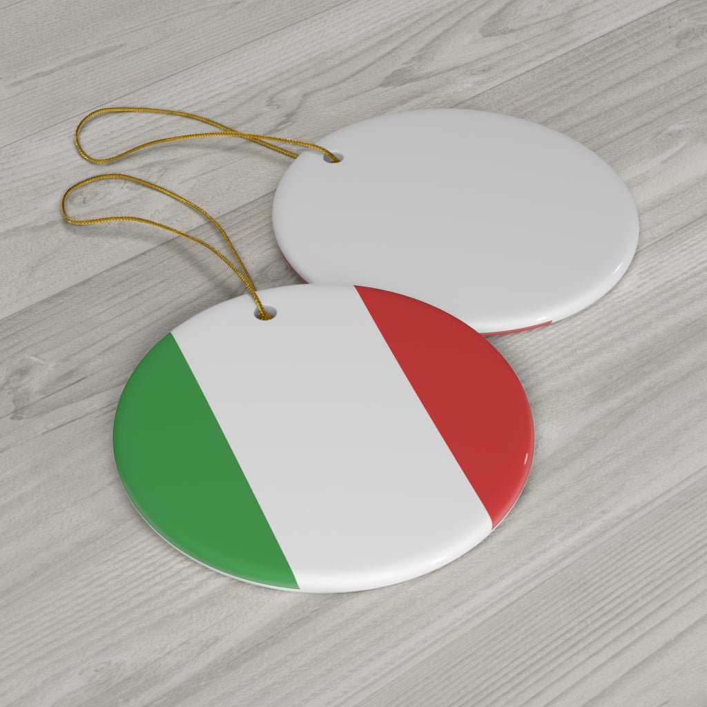 Personalized Italy Ceramic Christmas Ornament Italian Flag Inspired Round Porcelain Gift Holiday Decoration Italia World Travel Decor Gift