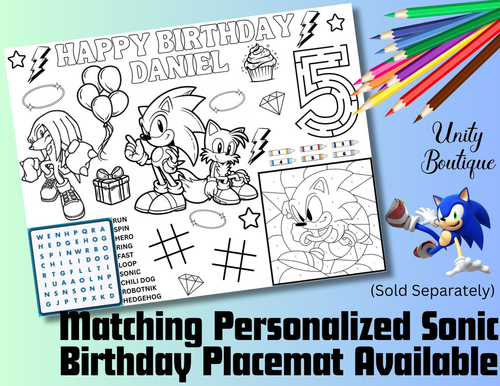 Personalized Sonic the Hedgehog Birthday Cupcake Toppers, Printable Sonic Cupcake Toppers, Sonic Party Supplies