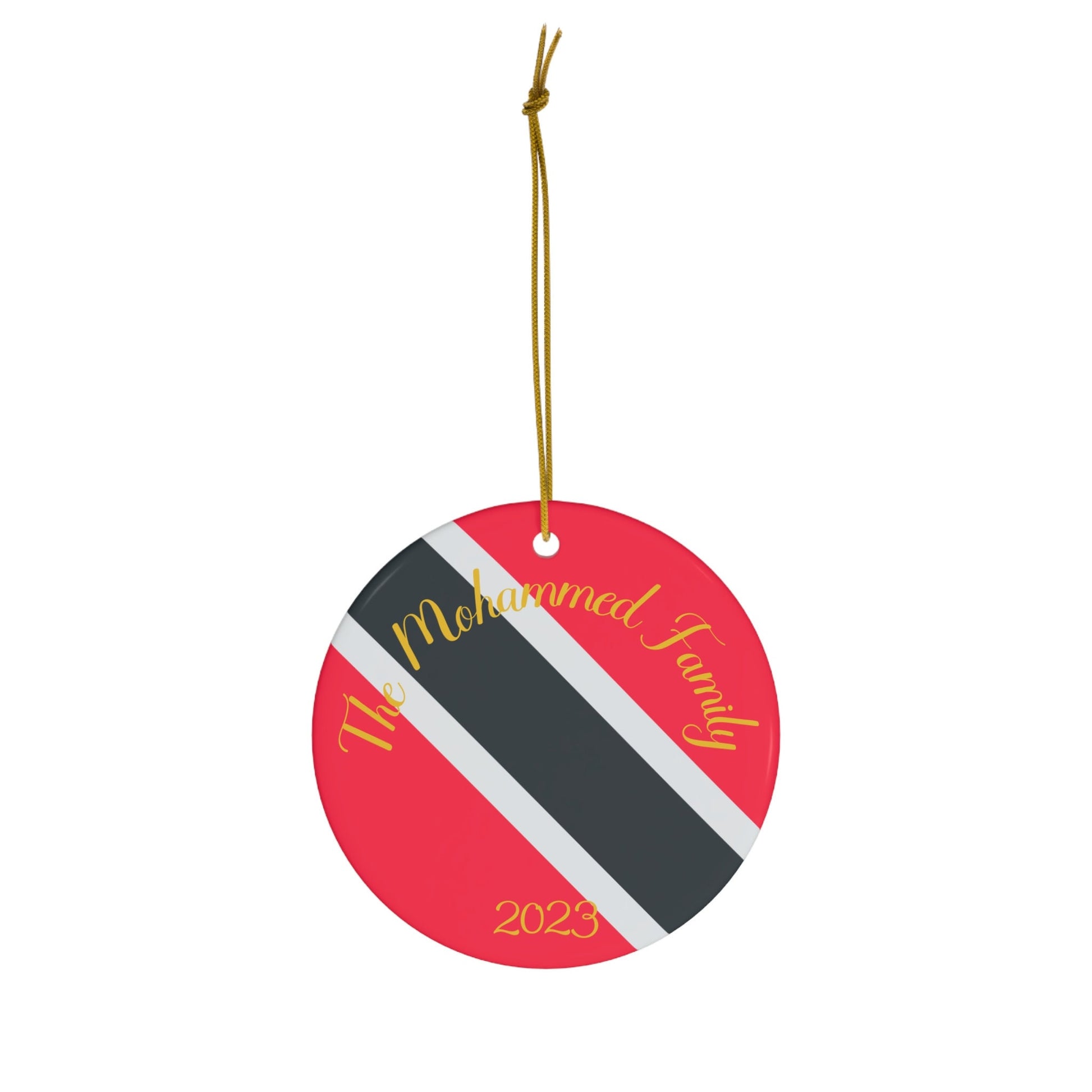 Personalized Trinidad & Tobago Ceramic Christmas Ornament Trinidadian Trini Flag Round Porcelain Gift Holiday Decoration World Heritage