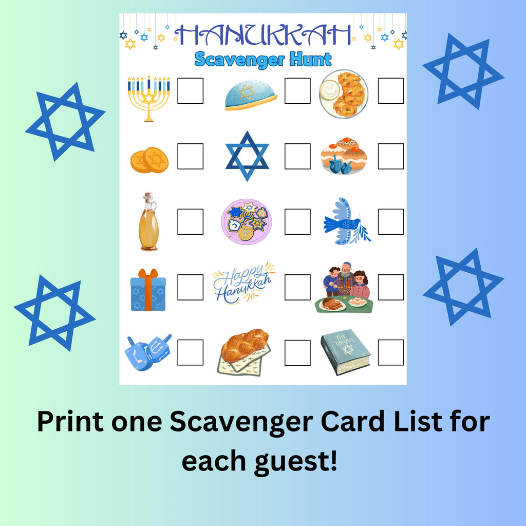 Chanukkah Scavenger Hunt, Hanukkah Games, Jewish Holiday Party Game, Kids Hanukkah Scavenger Hunt Game