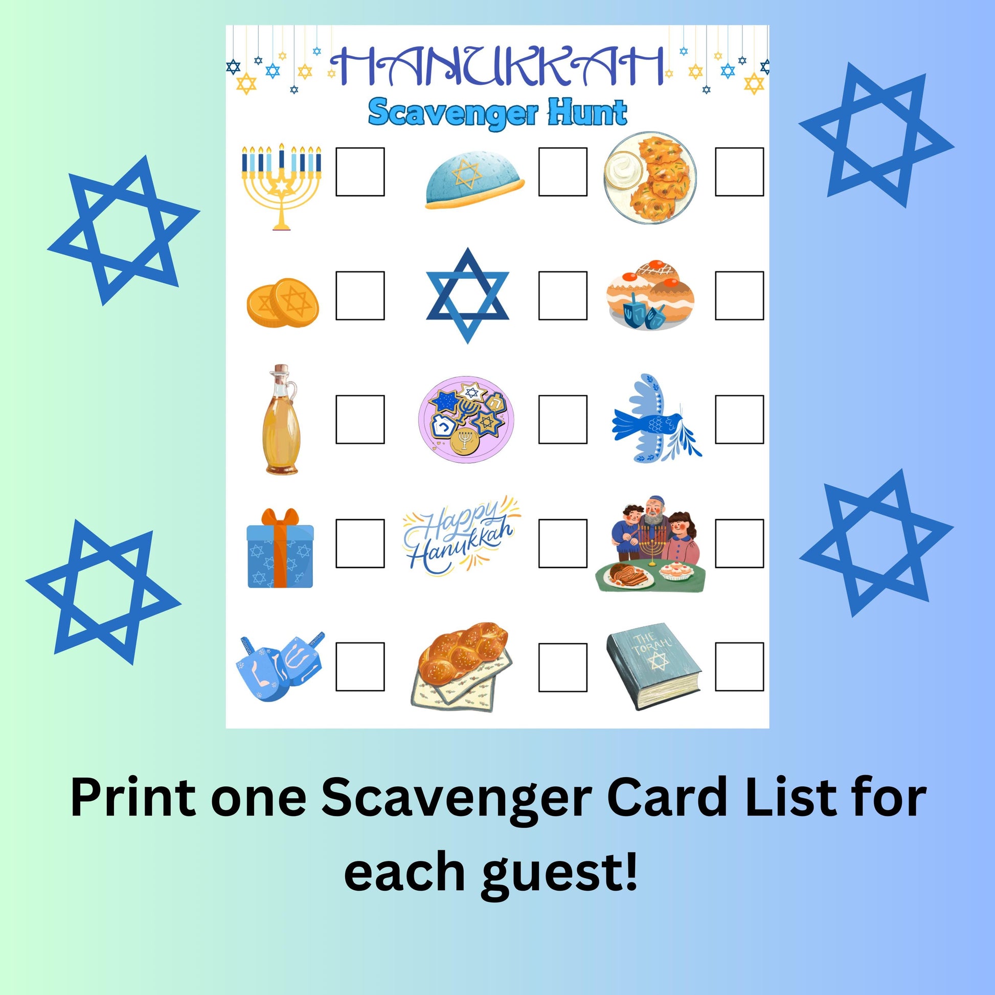 Chanukkah Scavenger Hunt, Hanukkah Games, Jewish Holiday Party Game, Kids Hanukkah Scavenger Hunt Game