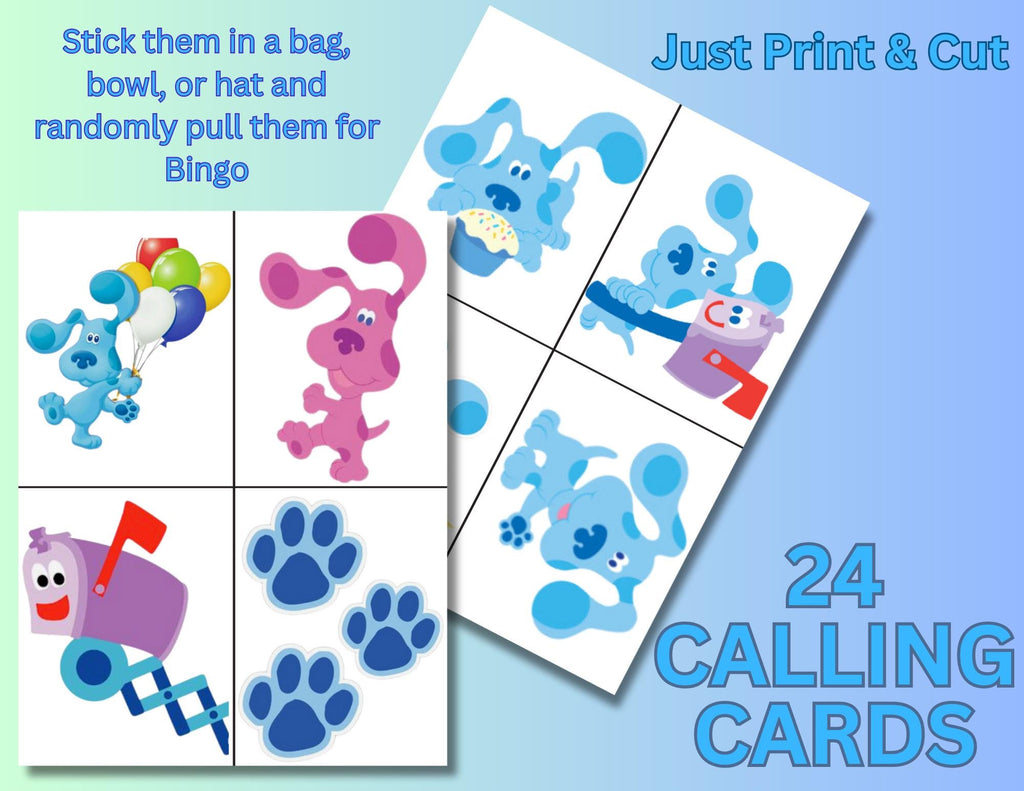 Blue Clues Bingo Game, Blue Clues Birthday Game, Blue Clues Baby Shower, Blue Clues Party, Instant Download, Blues Clues Friends Party Favor