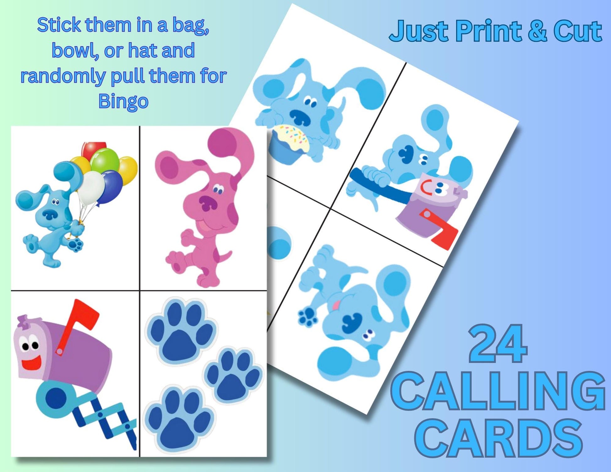 Blue Clues Bingo Game, Blue Clues Birthday Game, Blue Clues Baby Shower, Blue Clues Party, Instant Download, Blues Clues Friends Party Favor