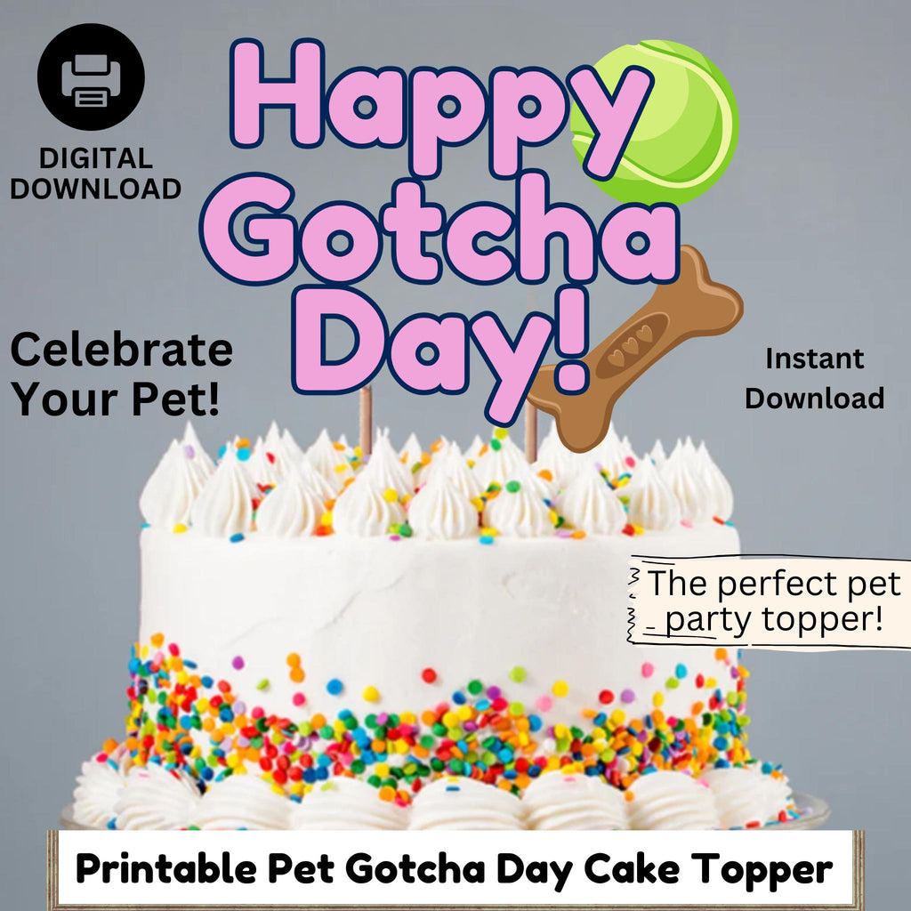 Dog Birthday Cake Topper, Dog Birthday Party, Pet Birthday Celebration, Dog Pawty, Birthday Cake for Dogs, Instant Gotcha Day Cake Topper