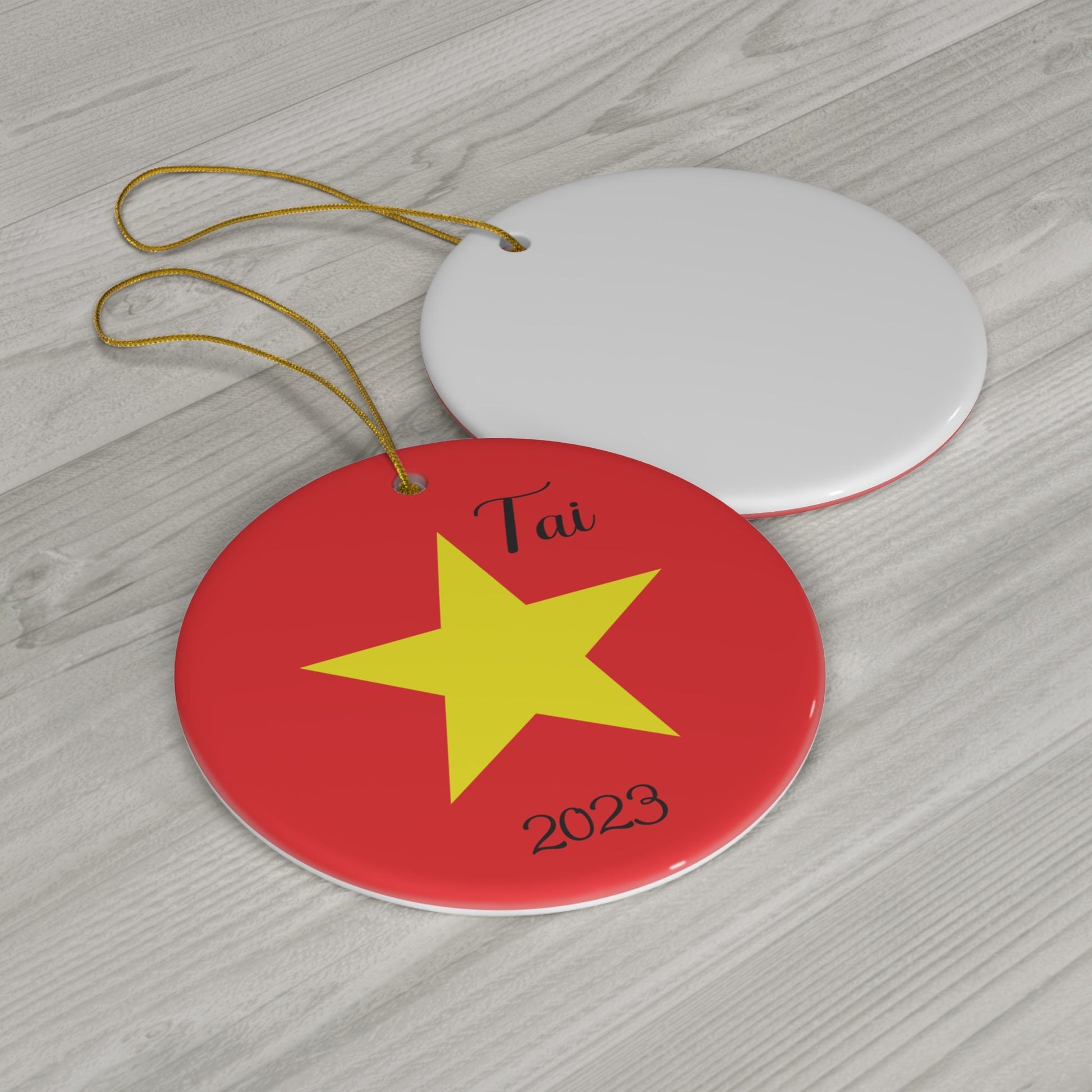 Personalized Vietnam Flag Ceramic Christmas Ornament Vietnam Christmas Vietnamese Flag Gift Holiday Decoration World Heritage Travel Themed