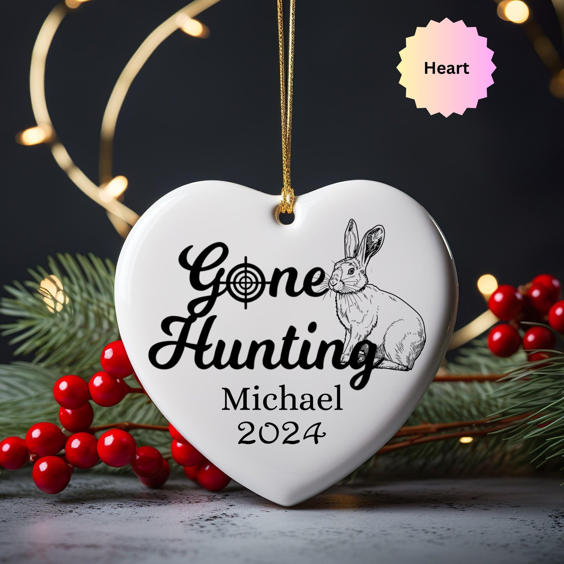 Personalized Rabbit Hunter Ornament, Gone Hunting Ornament, Ornament For Hunter, Gift for Hunter, Rabbit Hunting, Custom Hunting Ornament