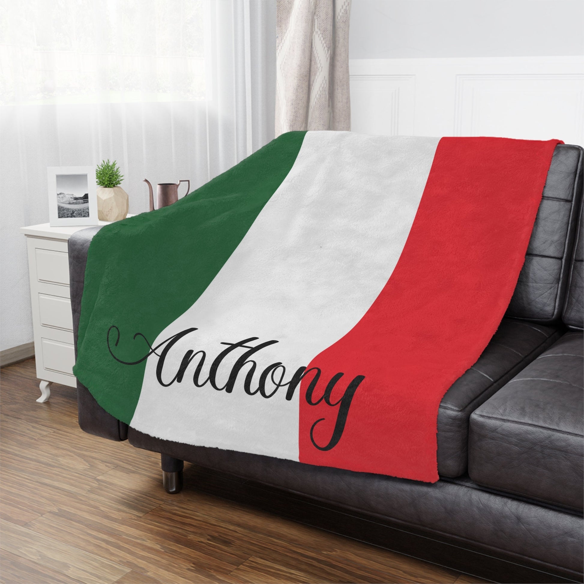Personalized Italy Flag Blanket, Italian Velveteen Throw, Italian Gifts, Italian Decor, Custom Blanket, Gift for Italian, Italian Flag Gift