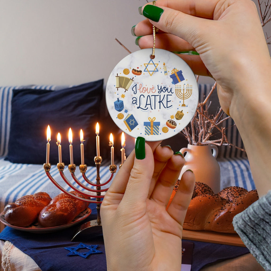 I Love You a Latke Hanukkah Ornament, Chanukah Gift, Festival of Lights, Jewish Gift, Holiday Decor, Hanukkah Bush Ornament, Latke Ornament