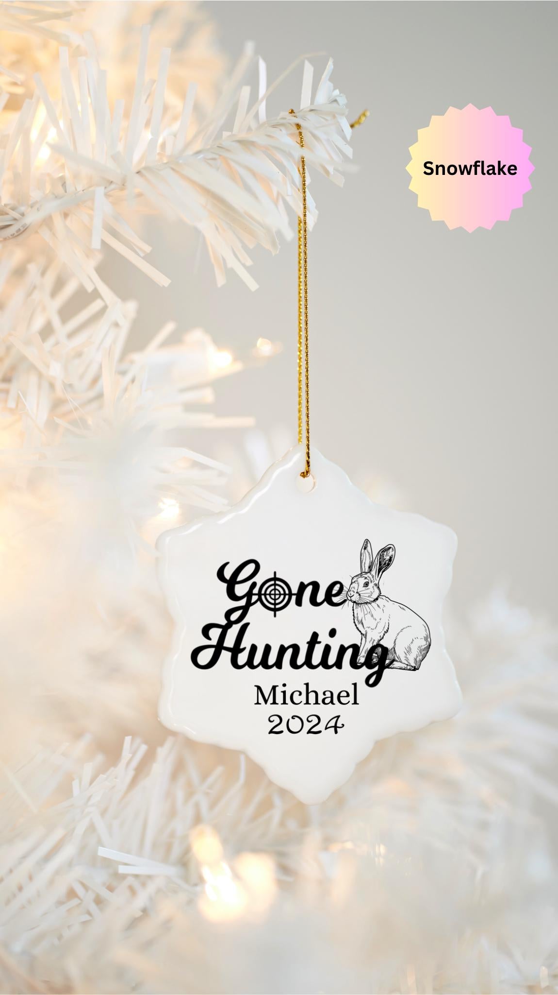 Personalized Rabbit Hunter Ornament, Gone Hunting Ornament, Ornament For Hunter, Gift for Hunter, Rabbit Hunting, Custom Hunting Ornament