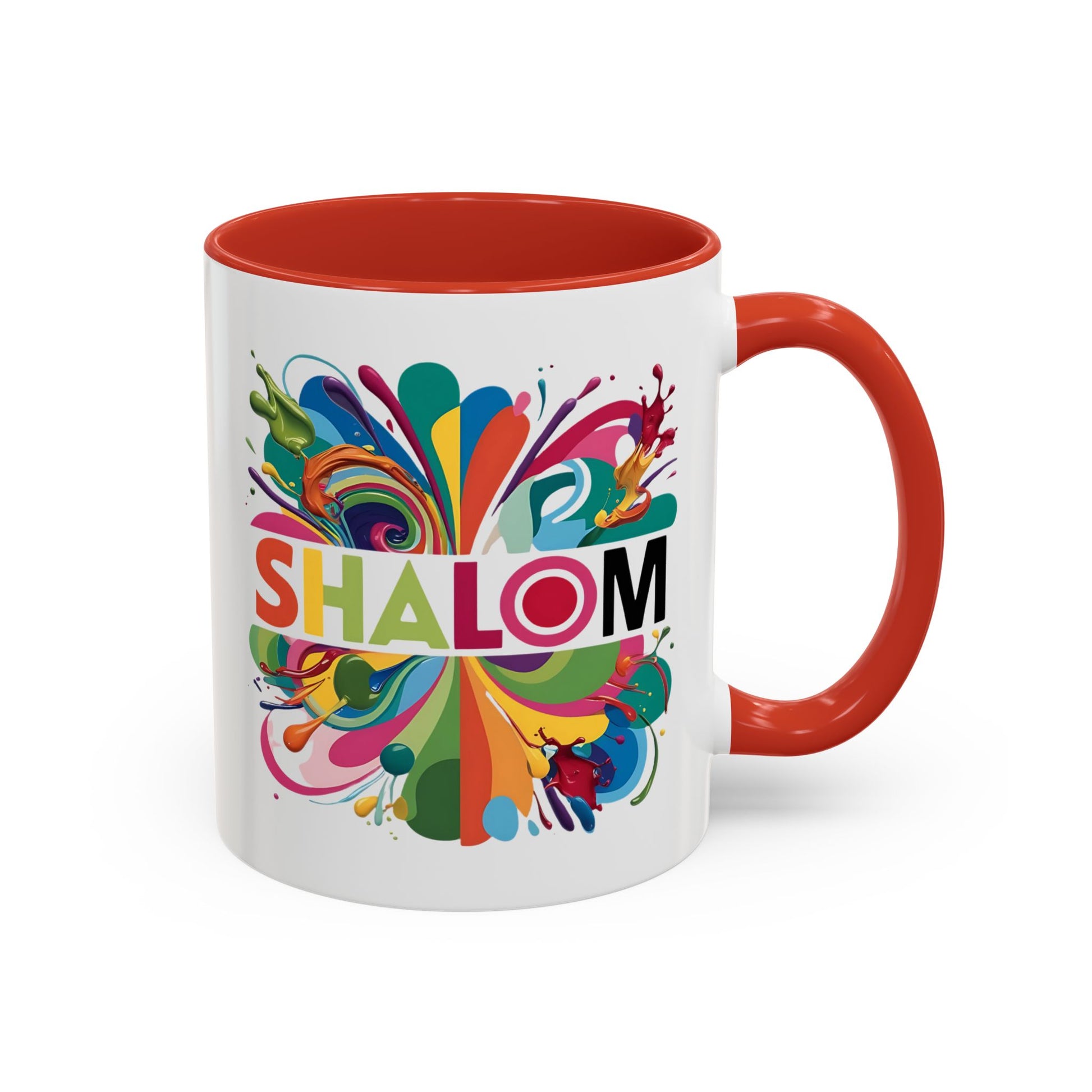 Paint Splatter Shalom Coffee Mug, Jewish Gift, Peaceful Hebrew Tea Cup, Colorful Ceramic Judaica, Hanukkah Kitchen Decor, Birthday Present