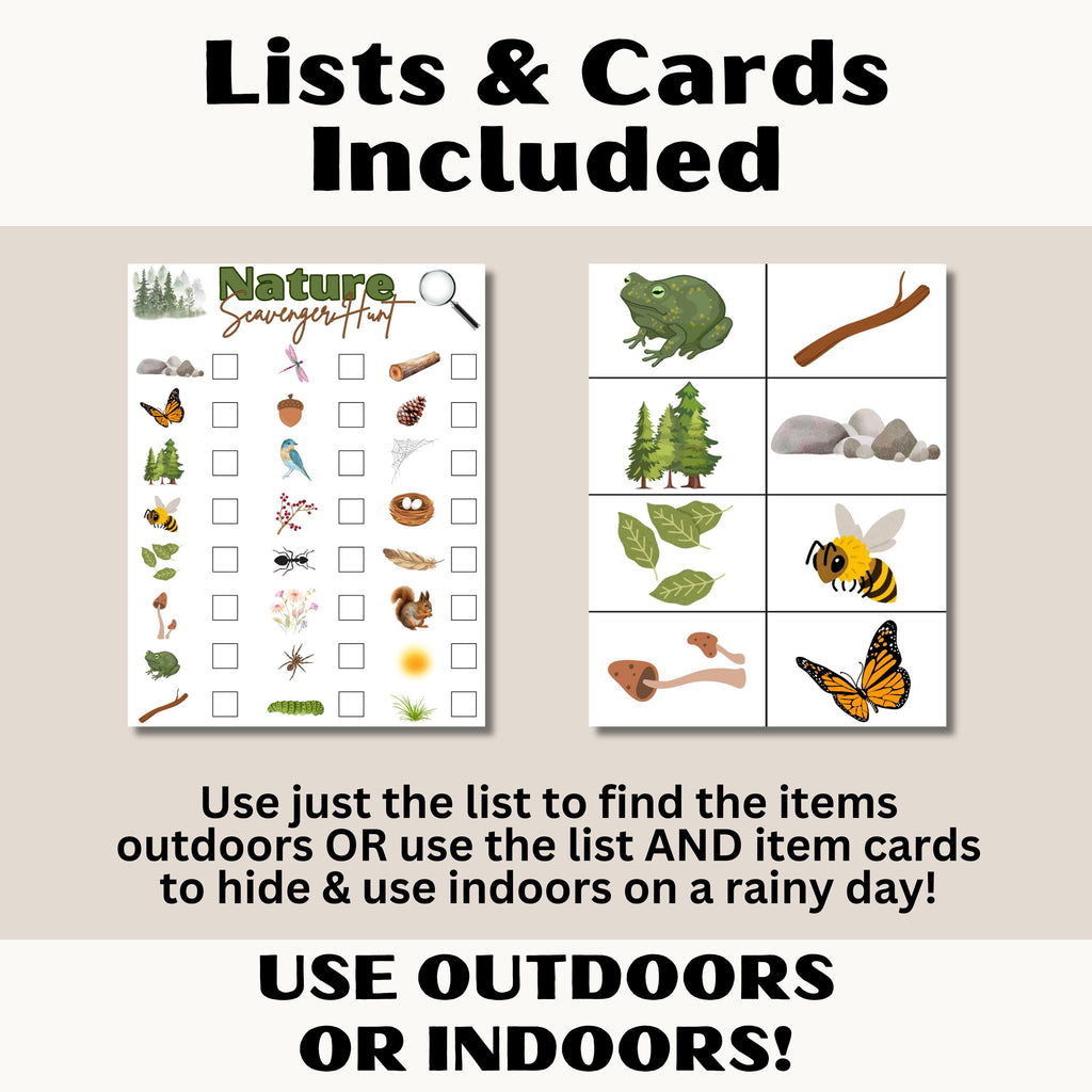Nature Scavenger Hunt, Printable Instant Download Nature Treasure Hunt, Outdoor Indoor Nature Scavenger Hunt Game, Camping Scavenger Hunt