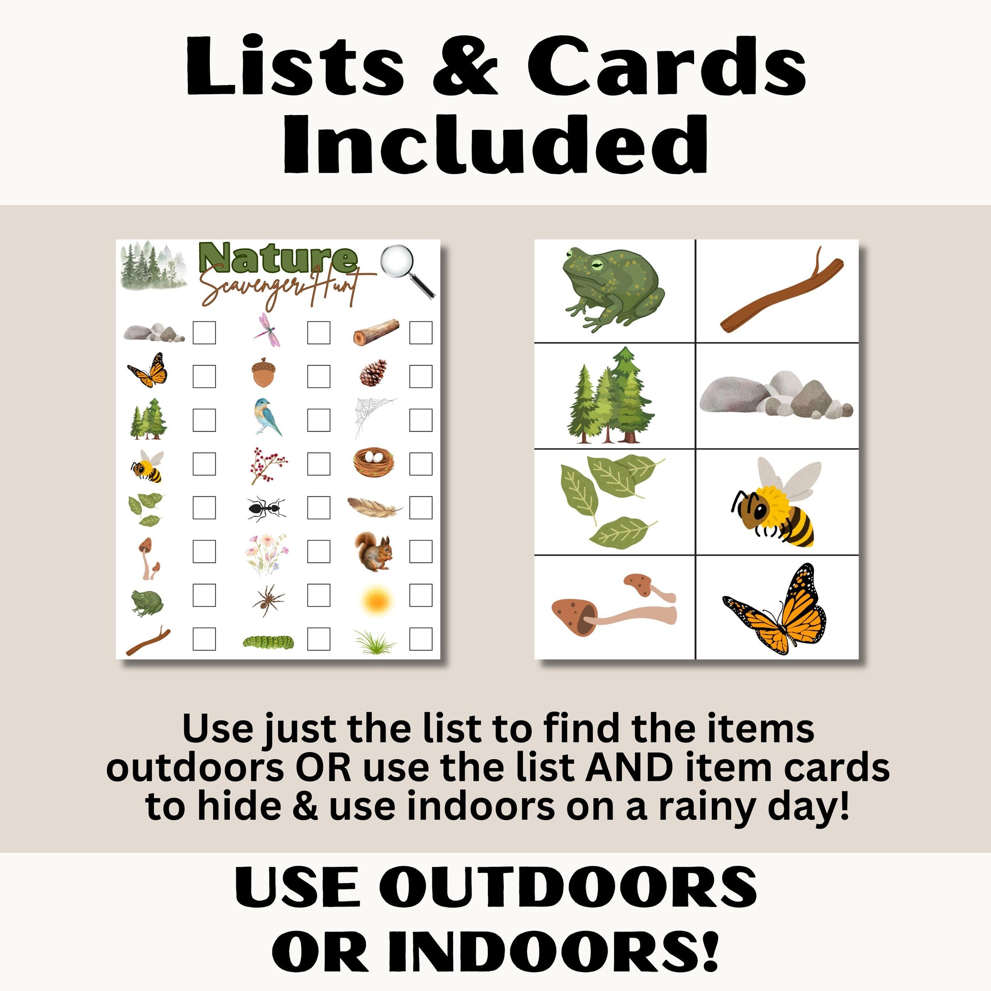 Nature Scavenger Hunt, Printable Instant Download Nature Treasure Hunt, Outdoor Indoor Nature Scavenger Hunt Game, Camping Scavenger Hunt