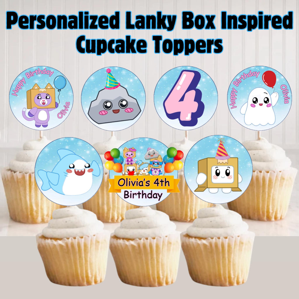 Personalized Lankybox Birthday Cupcake Toppers, Foxy, Boxy, Rocky, Lankybox Party Decor
