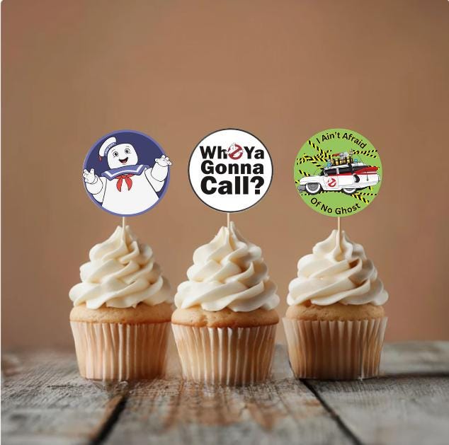 Custom Ghostbuster Cupcake Toppers, Personalized Ghostbusters Birthday Decoration
