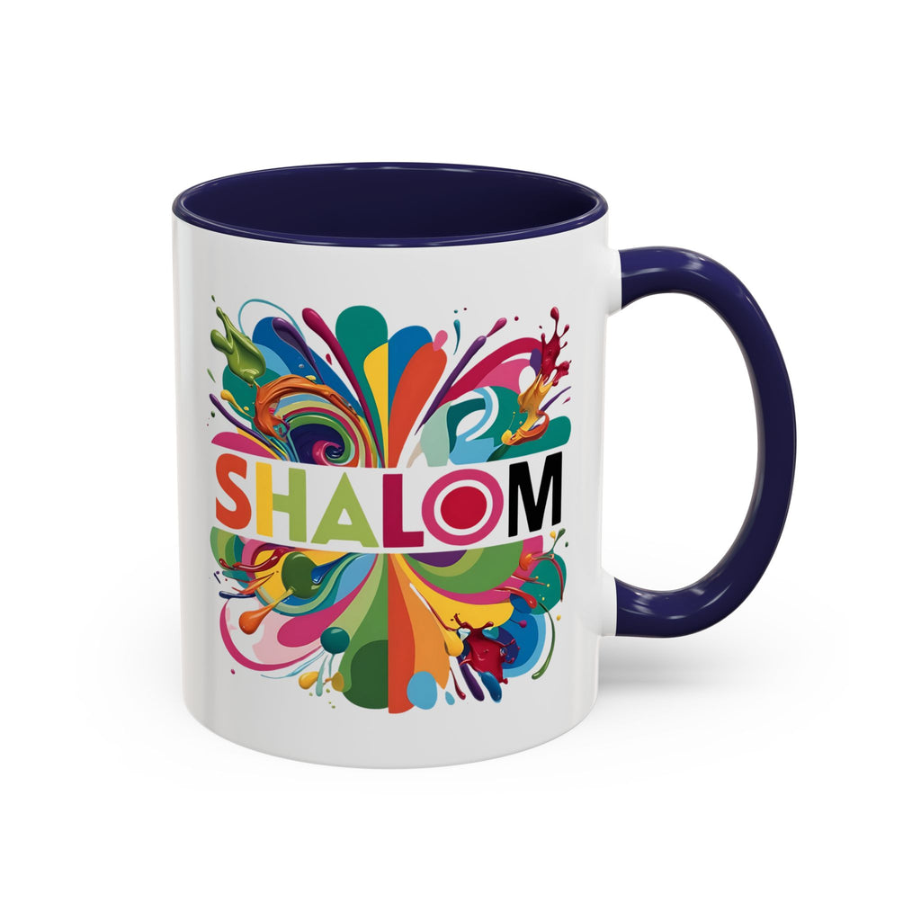 Paint Splatter Shalom Coffee Mug, Jewish Gift, Peaceful Hebrew Tea Cup, Colorful Ceramic Judaica, Hanukkah Kitchen Decor, Birthday Present