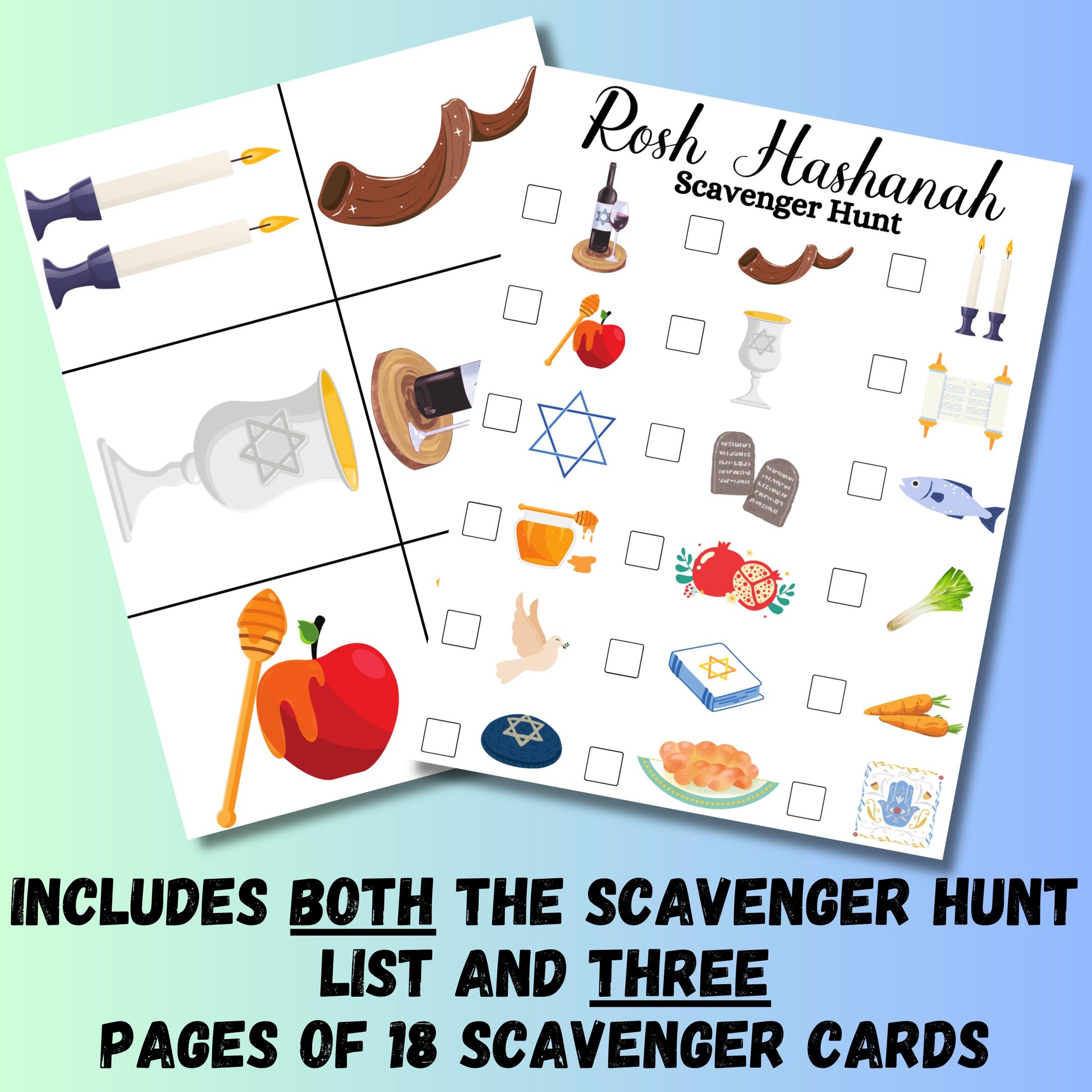 Rosh Hashanah Scavenger Hunt, Rosh Hashanah Game, Printable Scavenger Hunt, Jewish Holiday Game, Jewish Scavenger Hunt, Kids Rosh Hashanah