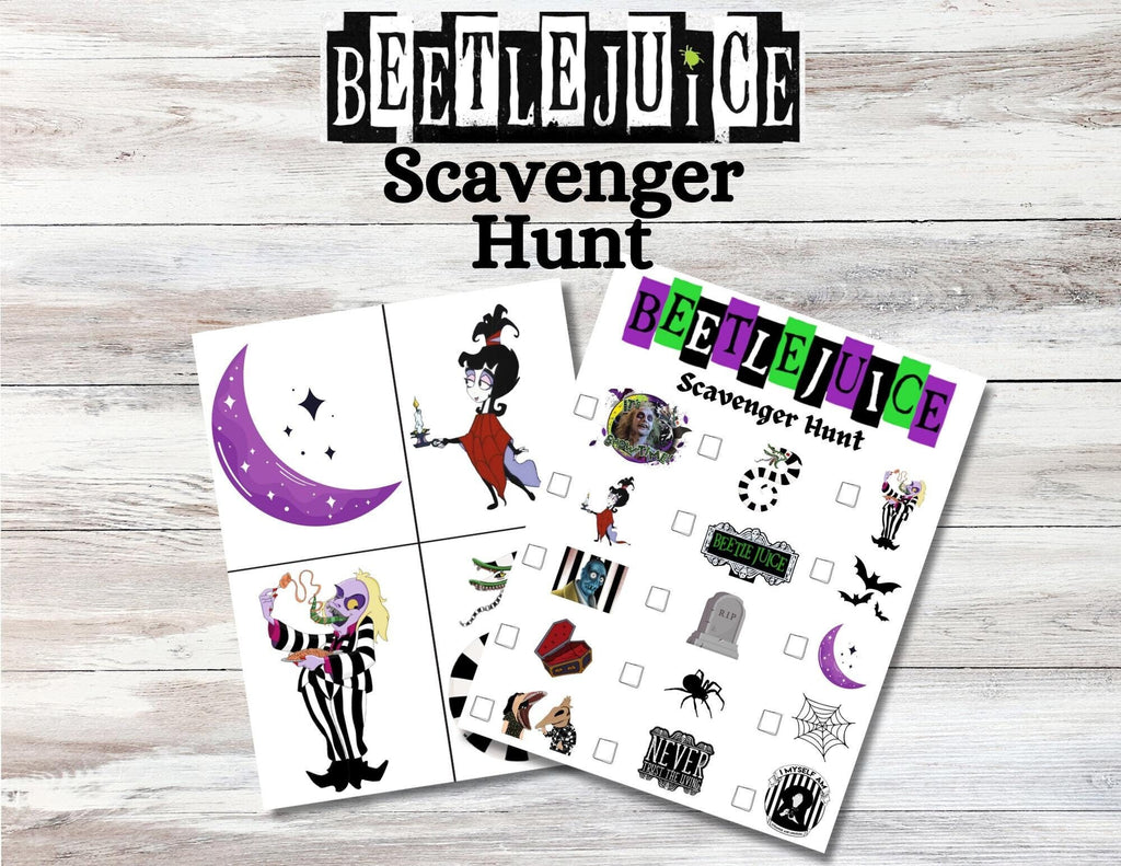 Beetlejuice Scavenger Hunt Game, Beetlejuice Inspired Party Game, Spooky Themed Scavenger Hunt, Its Showtime Birthday Party Game