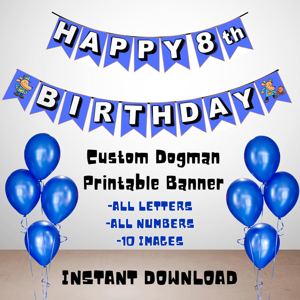 Personalized Dogman Birthday Party Pack, Printable Download Dog Theme Party Supplies, Dogman Party Decor, Dogman Party Games, Dogman Toppers