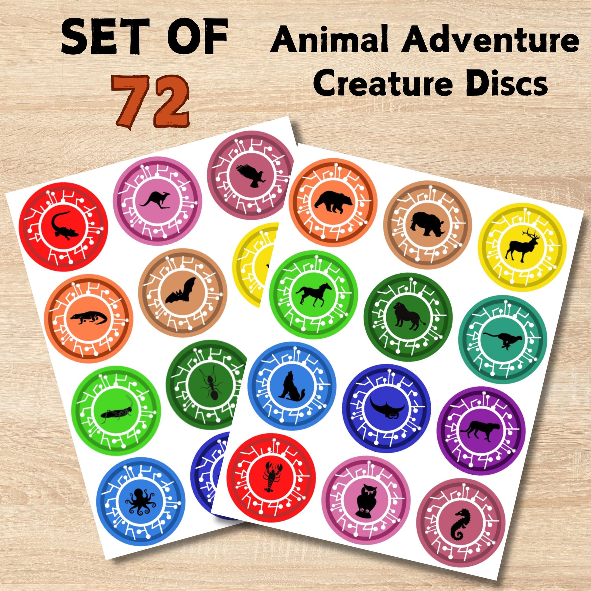 Set of 72 "Creature Power" Discs Inspired, 2.5" PRINTABLE Instant Download, Animal Adventure Discs, Wild Kratt Party Decor, Wild Kratt Disc