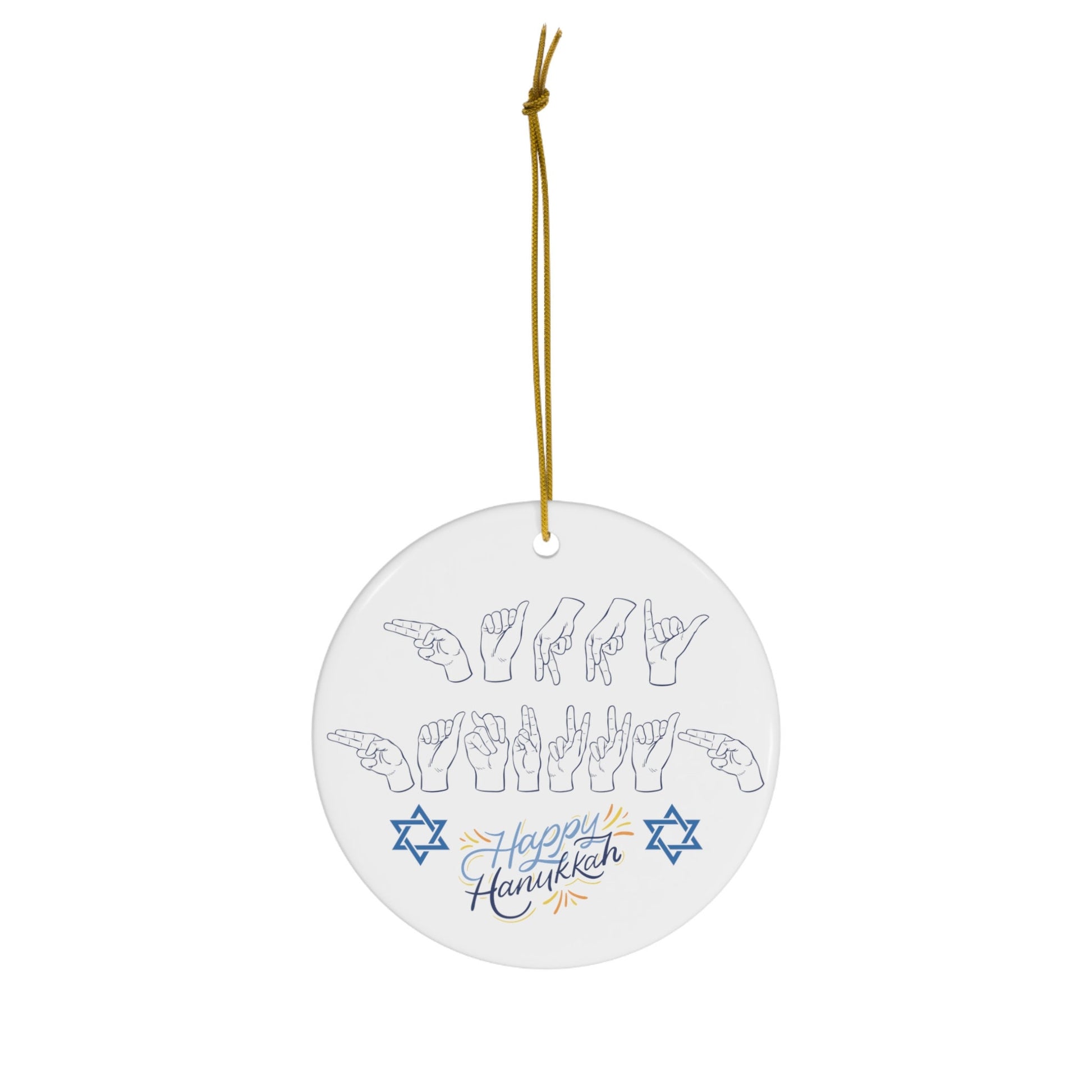 Jewish Sign Language Happy Hanukkah Ornament Jewish Gift Hanukkah Christmas Ornament ASL Ornament Deaf Community Gift Jewish ASL Decoration