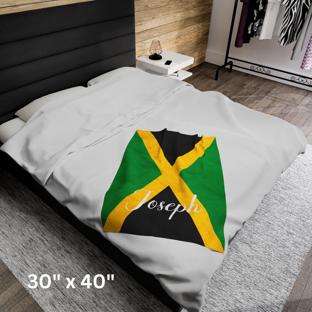 Personalized Jamaica Flag Blanket, Jamaica Velveteen Throw, Jamaican Gifts, Jamacia Decor, Custom Blanket, Gift for Jamaican, Jamaican Flag