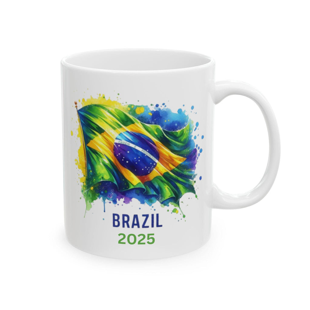 Brazilian Flag Custom Mug, Watercolor Brazil Flag Souvenir, Brazil Trip 2025, Brazilian Coffee Mug, Portuguese Mug, Brazil Travel Souvenir