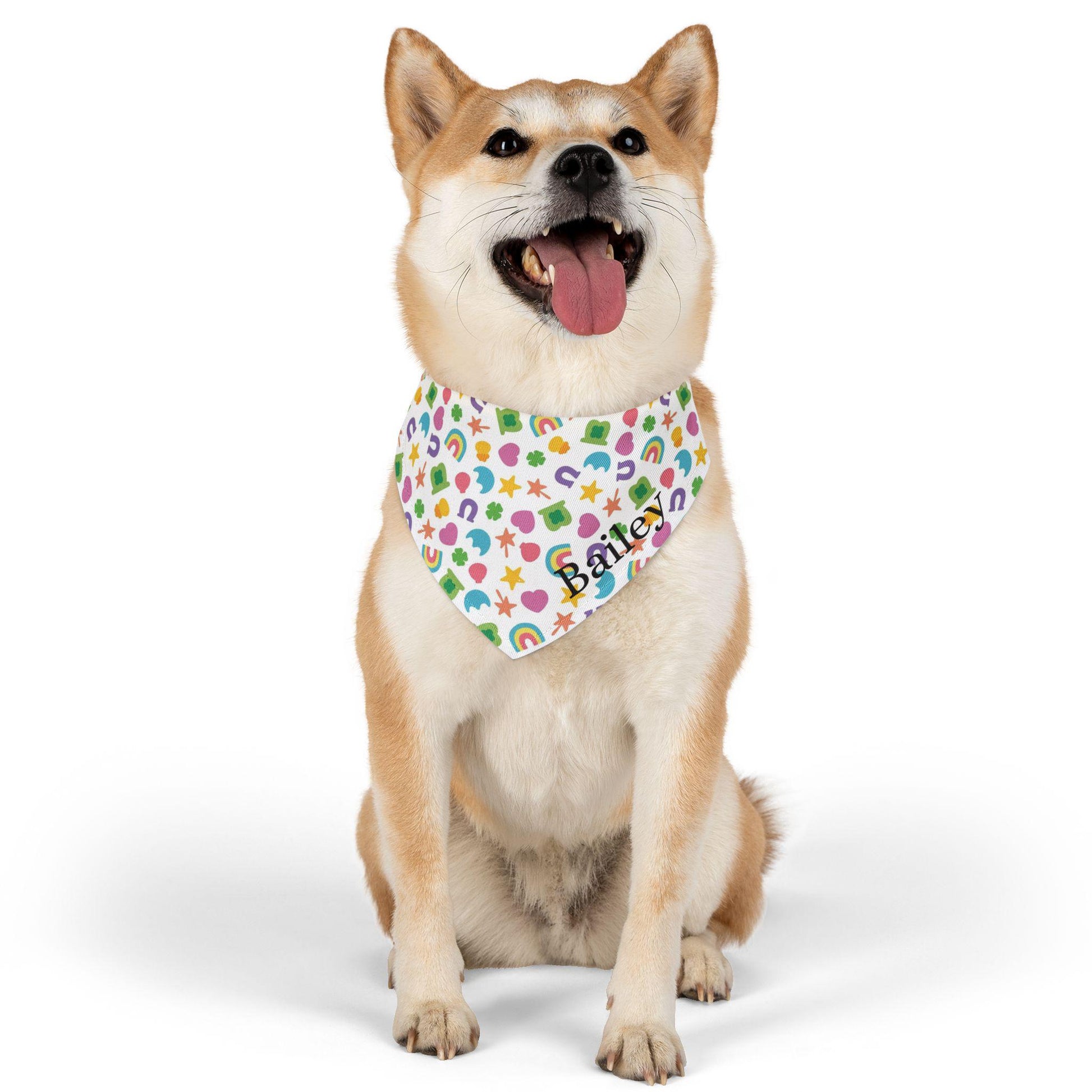 Personalized St. Patrick's Day Dog Bandana, Custom Name Lucky Charm Dog Bandana, Irish Charms, Cat Bandana, Gift For Pet, St. Paddy Bandana