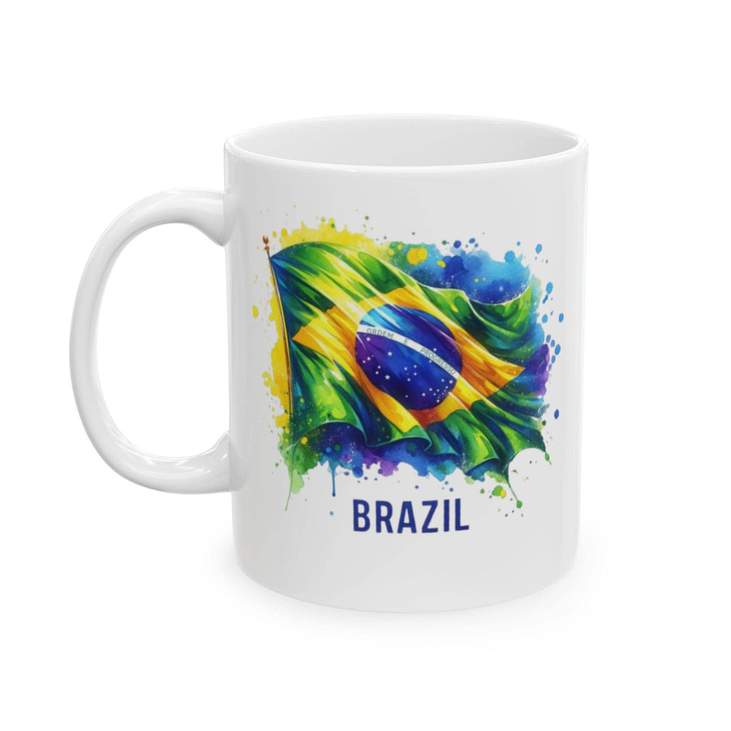 Brazilian Flag Custom Mug, Watercolor Brazil Flag Souvenir, Brazil Trip 2025, Brazilian Coffee Mug, Portuguese Mug, Brazil Travel Souvenir