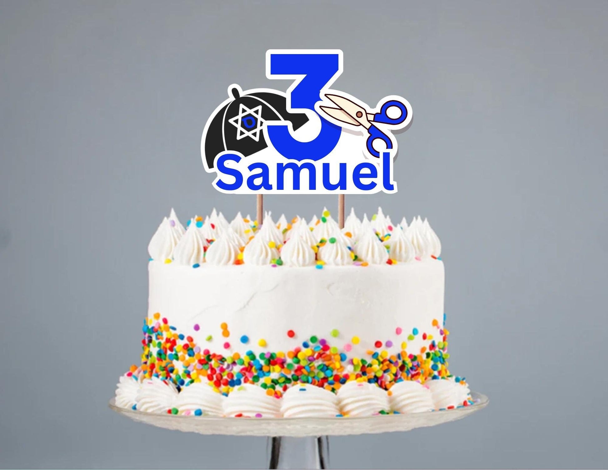 Personalized Upshernish Cake Topper, Custom Upsherin Party Decor