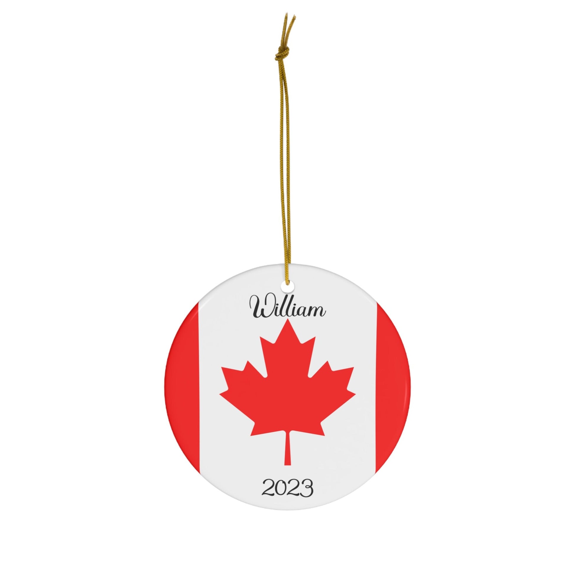 Personalized Canada Ceramic Ornament Christmas Decor Holiday Decorations Canadian Flag Print Maple Leaf Red White World Travel Gift Souvenir