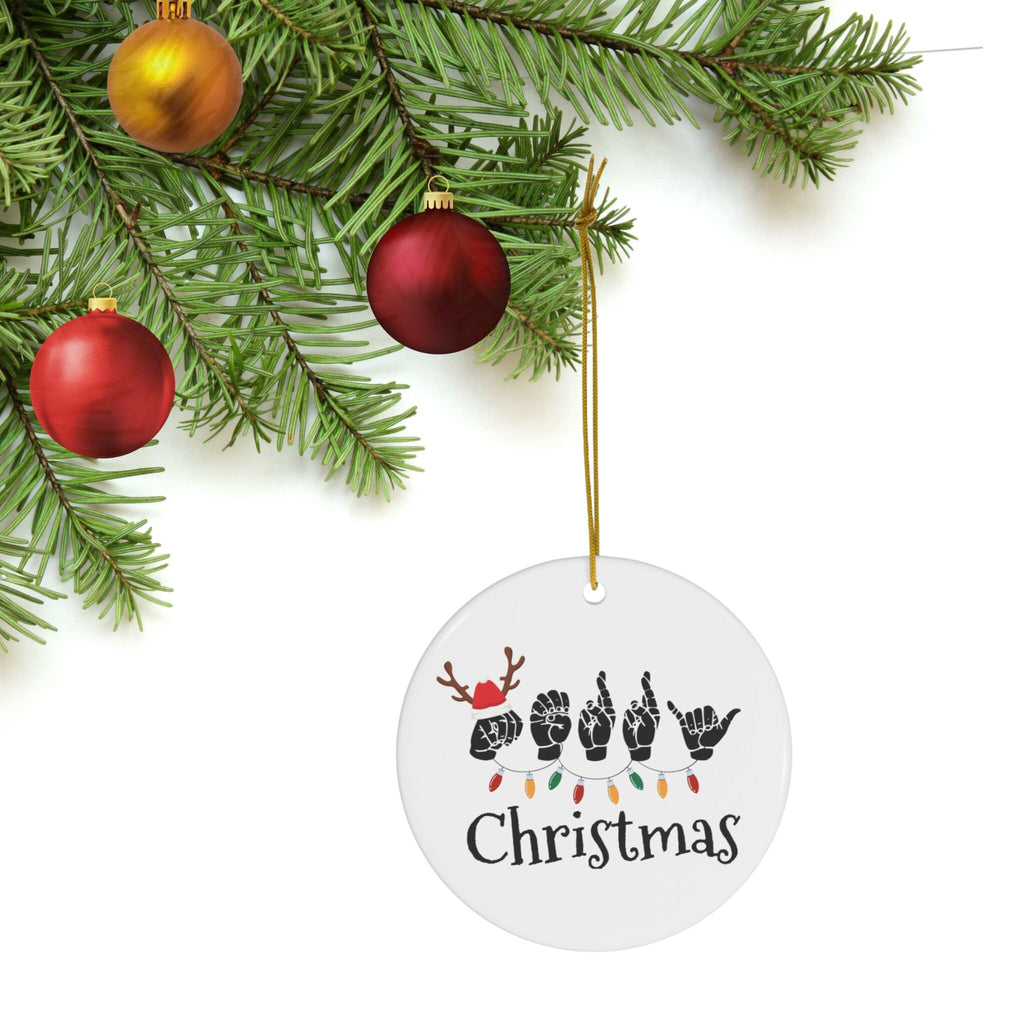Sign Language Merry Xmas Ornament, ASL Ornament, Unique Ornament, Sign Language Ornament, ASL Gift, Deaf Pride, Hand Sign,ASL Christmas Gift