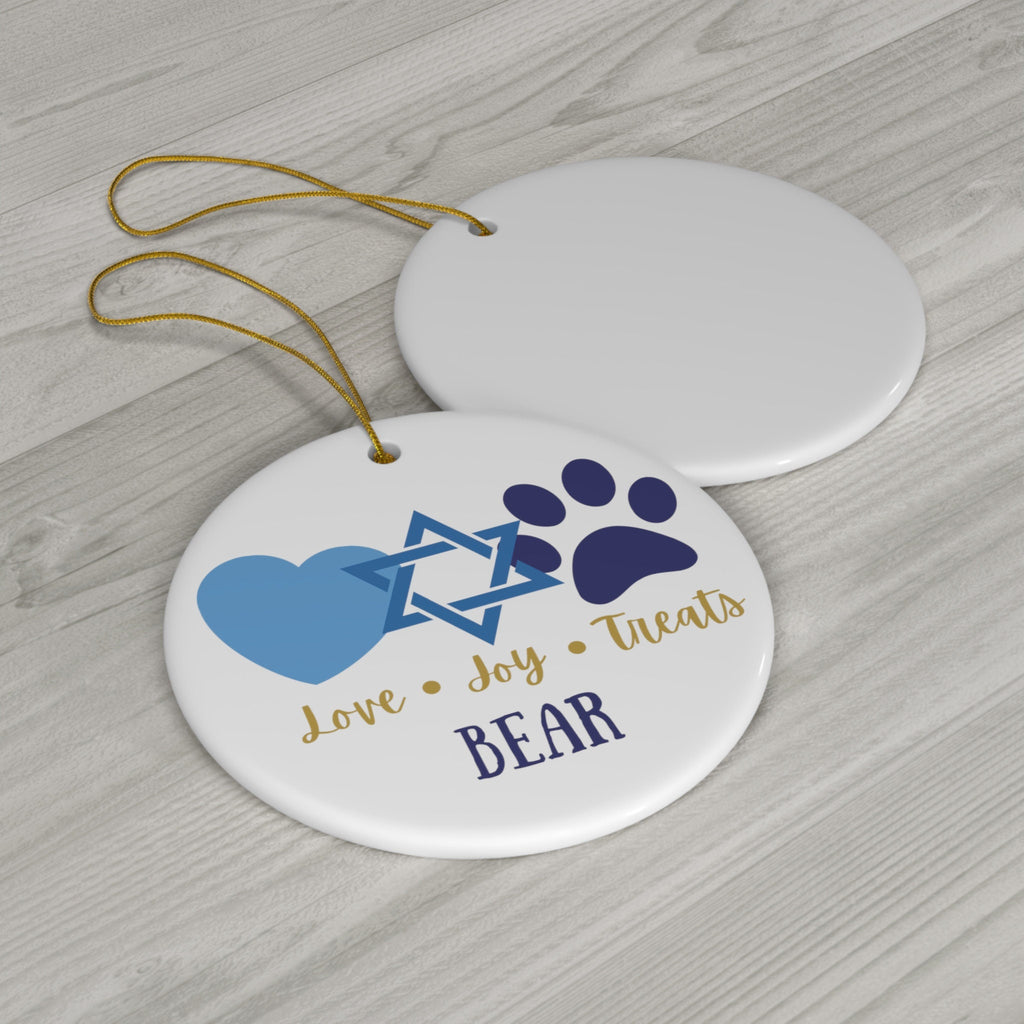 Personalized Hanukkah Gift for Dog Lover, Funny Dog Gift Ideas, Jewish Holiday Decoration, Star David, Paw Print, Cat Ornament, Jewish Gift