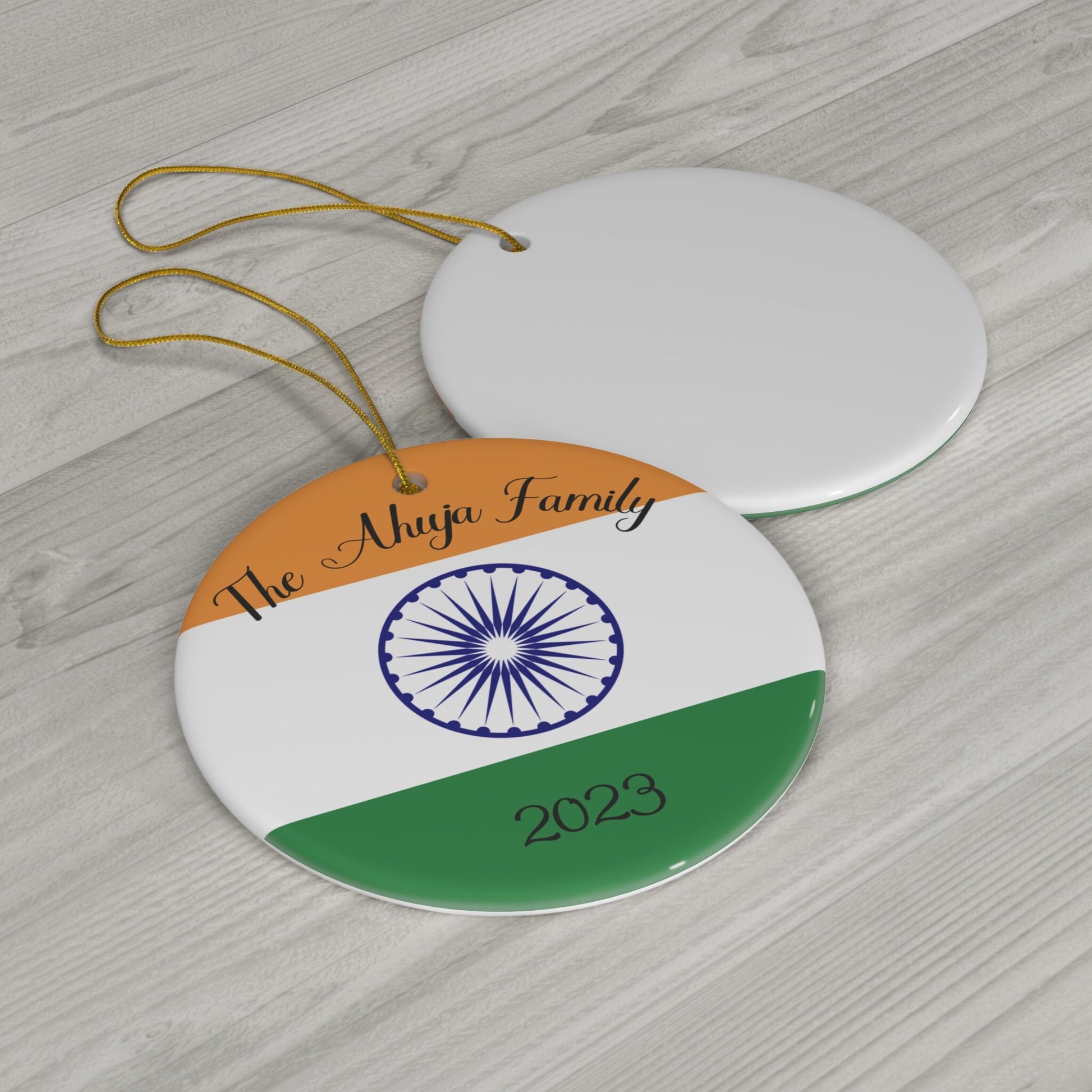 Personalized India Ornament, Christmas Decor, Holiday Decorations, Indian Flag Print, Delhi, Mumbai, Asia, World Travel, Gift, Souvenir