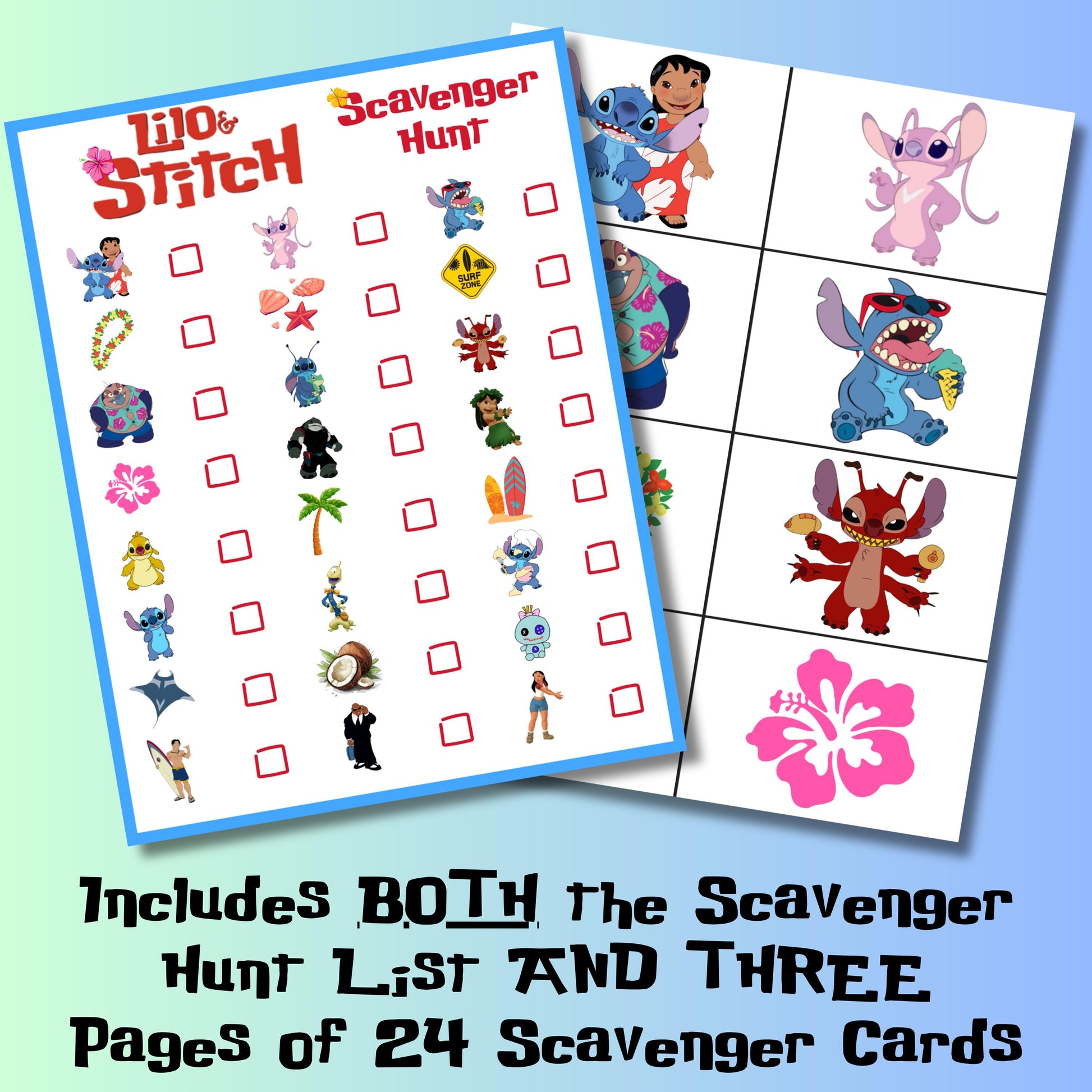 Stitch Printable Scavenger Hunt, Stitch Lilo Party Game, Stitch Birthday Scavenger Hunt Game, Instant Download, Lilo Stitch Treasure Hunt
