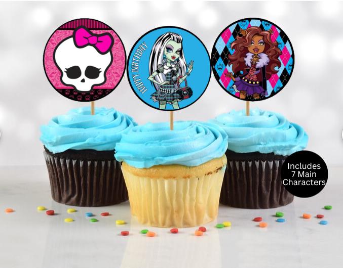 Personalized Monster High Cupcake Toppers, Custom Monster High Doll Theme Party Decor