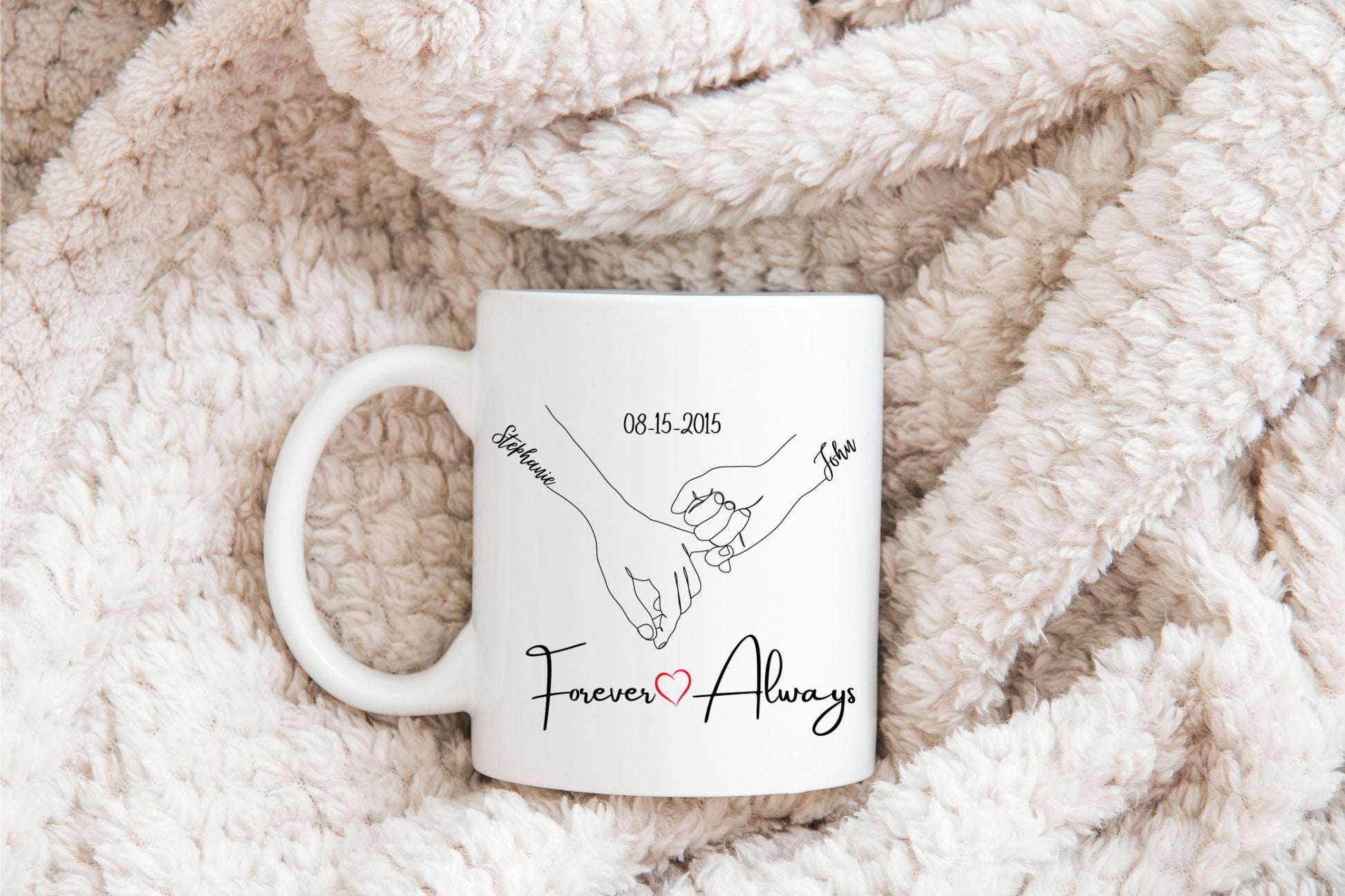Personalized Pinky Promise Holding Hands Mug, Valentines Mug, Valentines Gift for Her, Gift for Him, Anniversary Gift, Custom Couples Gift