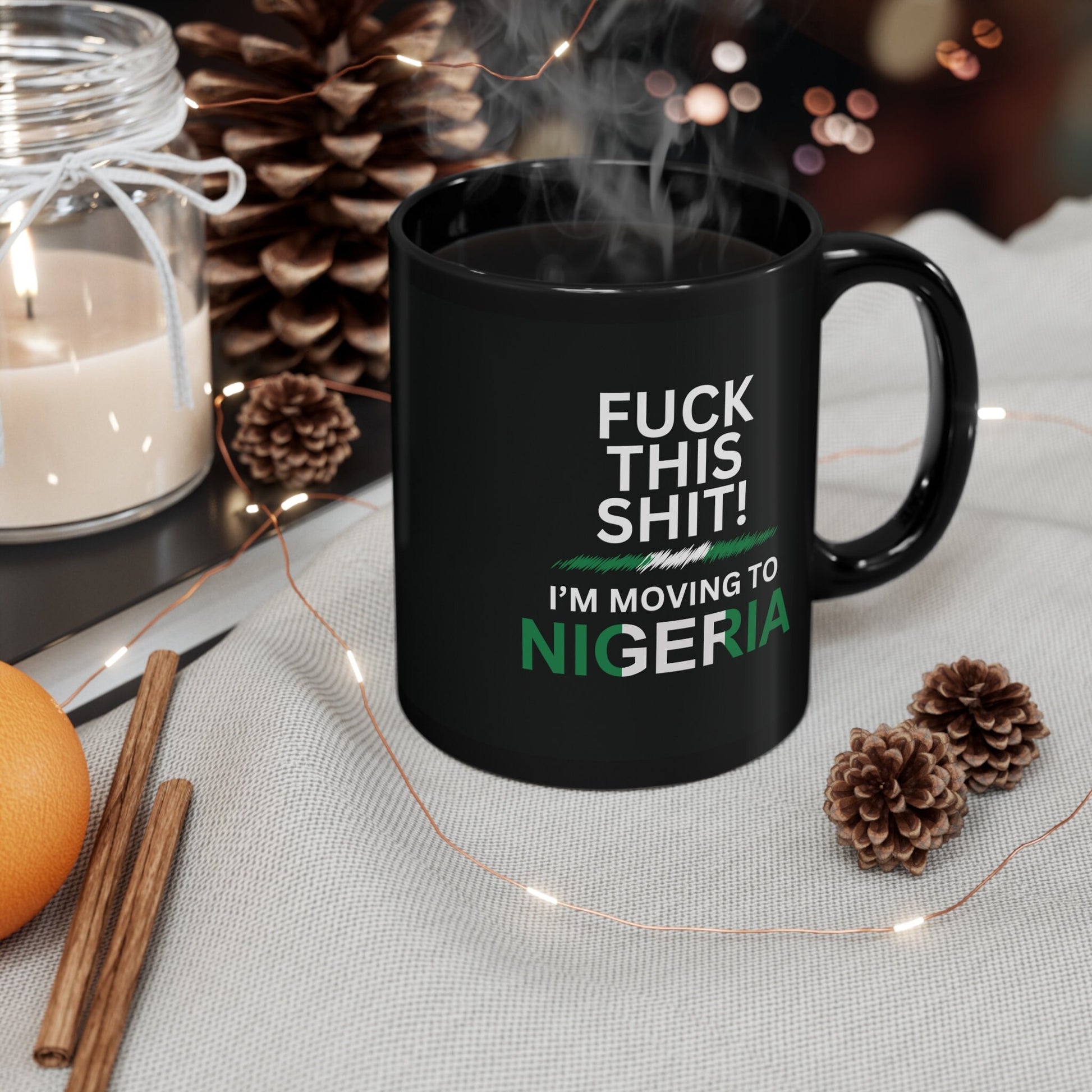 Moving to Nigeria, Nigerian Flag, relocating to Nigeria gift, Nigeria mug, co-worker relocation present, immigration to Nigeria, Funny Mug