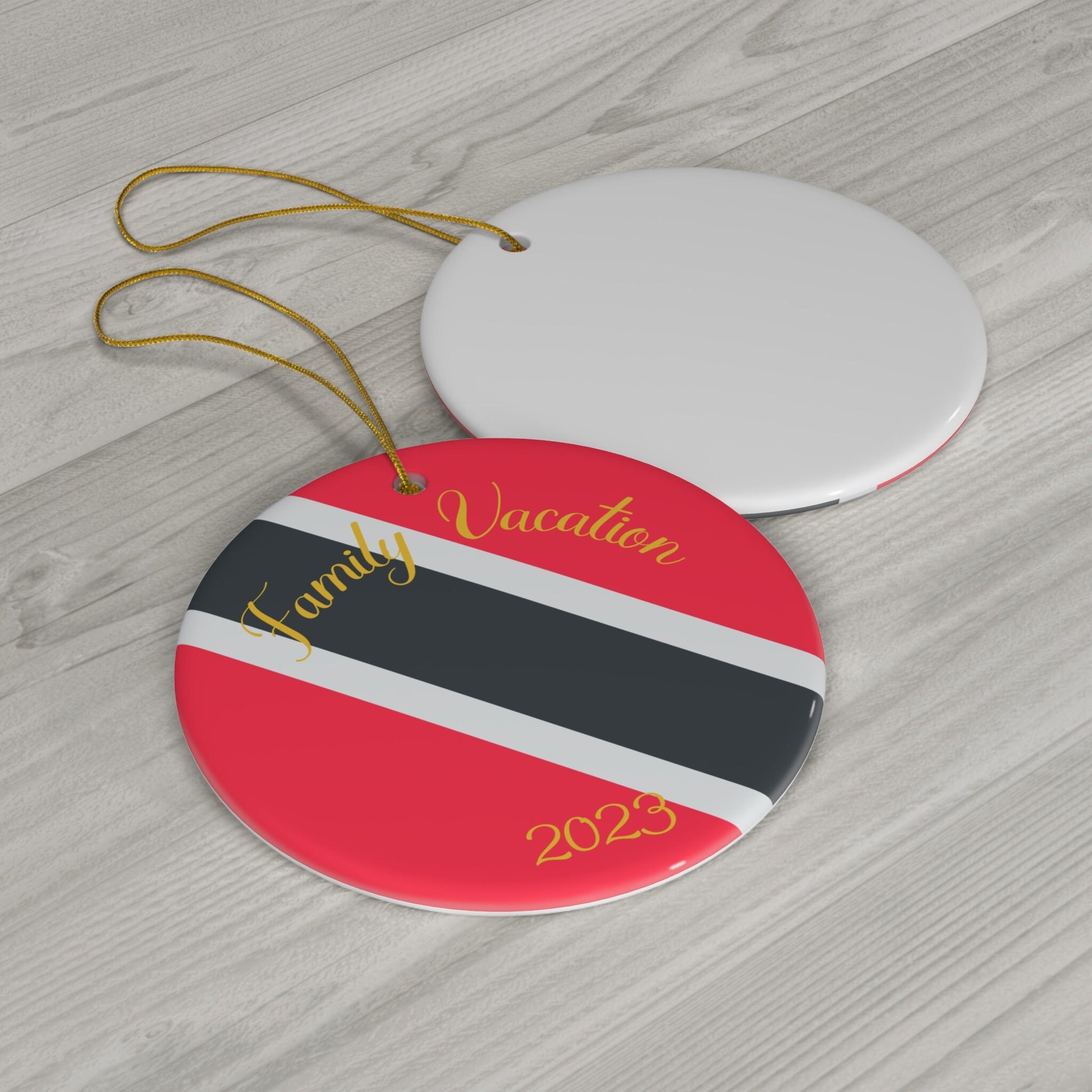 Personalized Trinidad & Tobago Ceramic Christmas Ornament Trinidadian Trini Flag Round Porcelain Gift Holiday Decoration World Heritage
