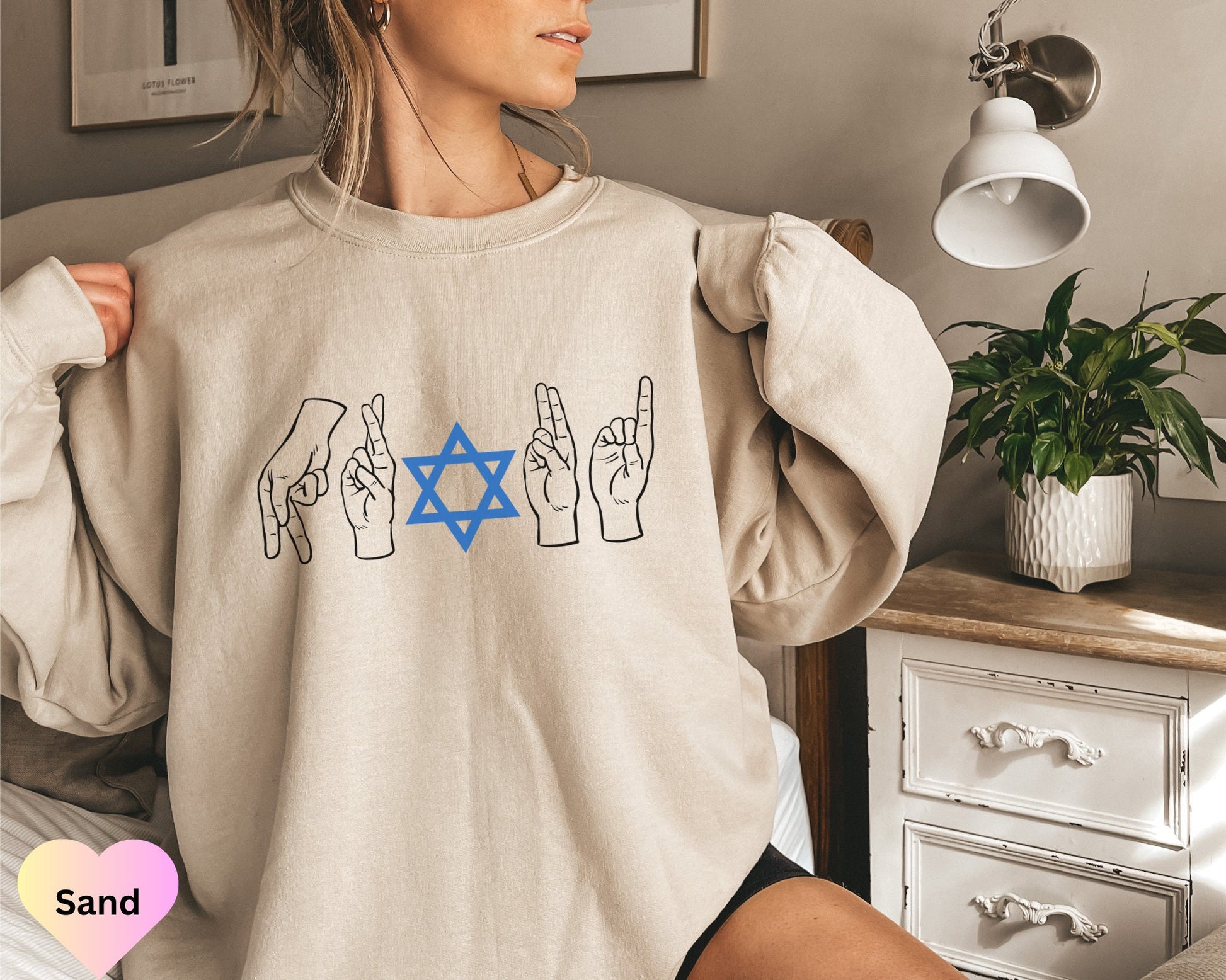 Jewish Pride Sweater ASL Shirt Jewish Sign Language Sweatshirt Proud Jewish Sweatshirt Star David Judaica Gifts Am Yisrael Chai Deaf Pride