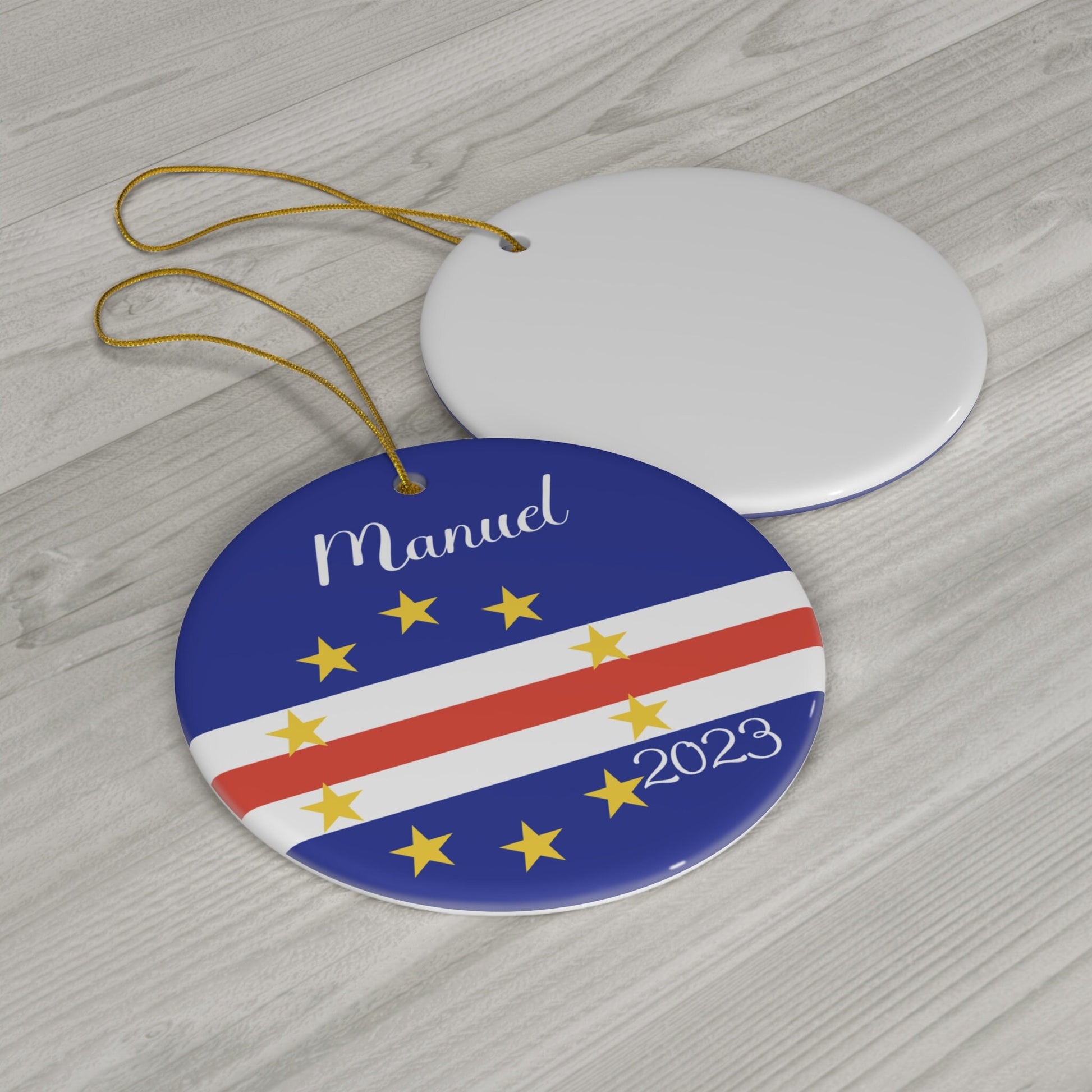 Personalized Cape Verde Ceramic Christmas Ornament Cabo Verdean Flag Gift Holiday Decoration Africa World Heritage Travel Theme São Vicente