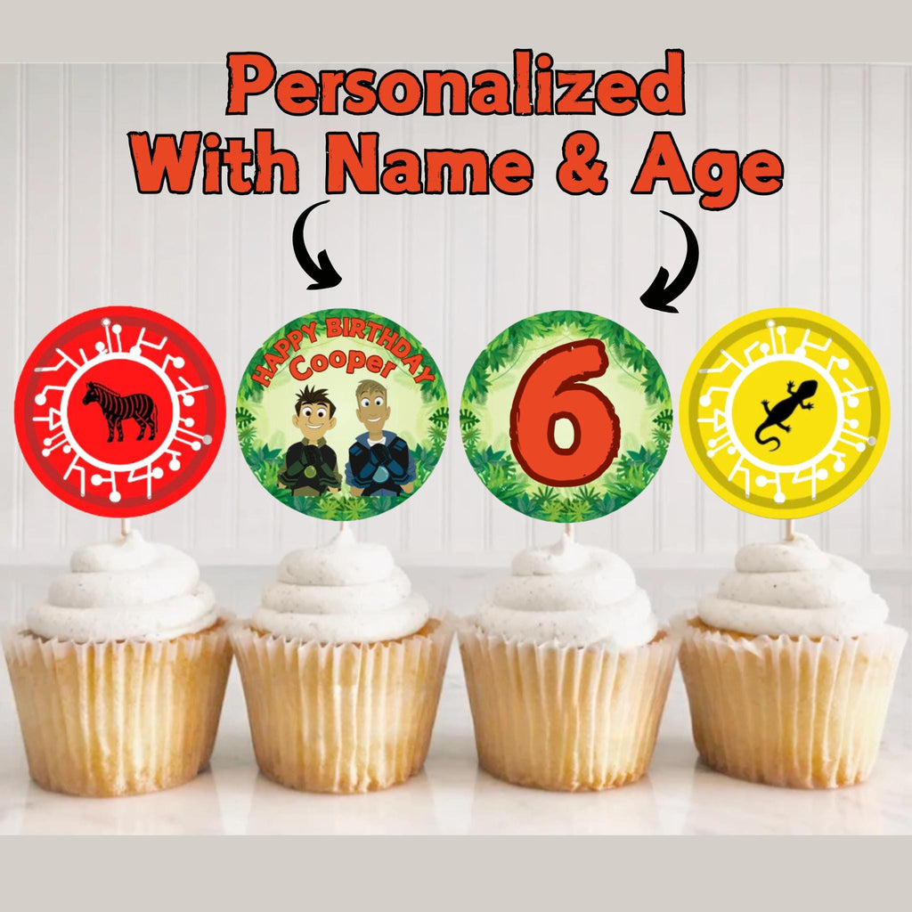 Personalized Wild Kratts Cupcake Toppers, Creature Power Discs Cupcake Toppers, Custom Wild Kratts Party Decor