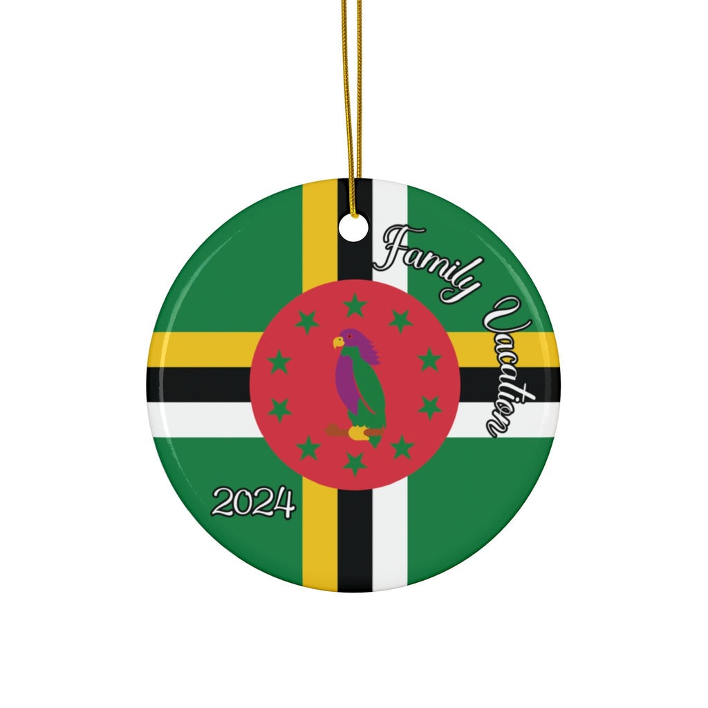 Personalized Dominica Ceramic Ornament, Holiday Decorations, Dominican Flag Print, World Travel, Vacation Souvenir, Caribbean Island