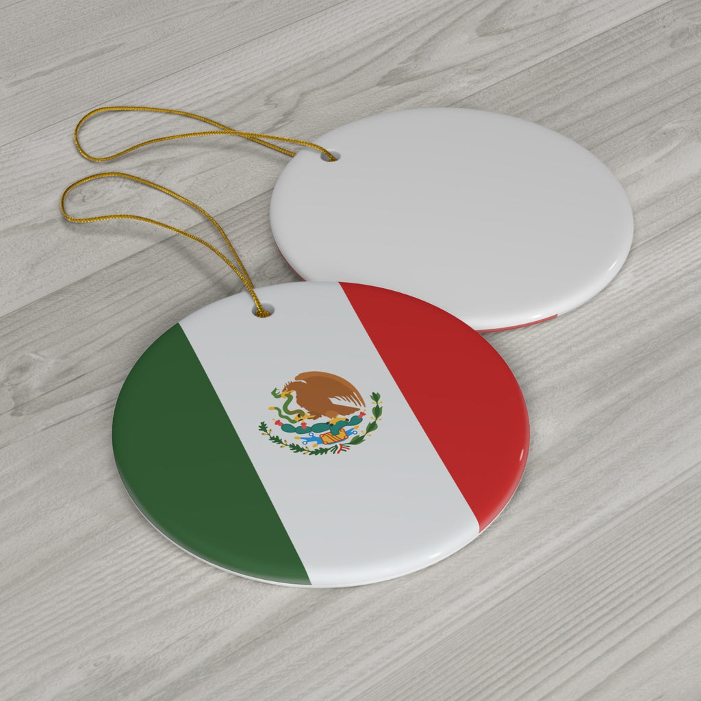 Personalized Mexico Ceramic Ornament, Christmas Decor, Holiday Decorations, Mexican Flag Print, Central America World Travel, Gift, Souvenir