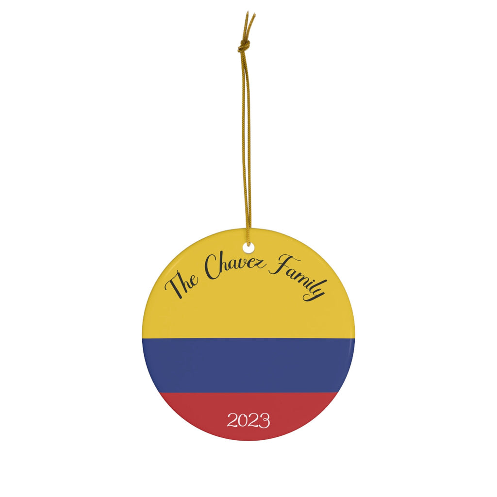 Personalized Colombia Ceramic Ornament, Christmas Decor, Holiday Decoration, Colombian Flag, Bogota, Medellin, South America Travel Gift